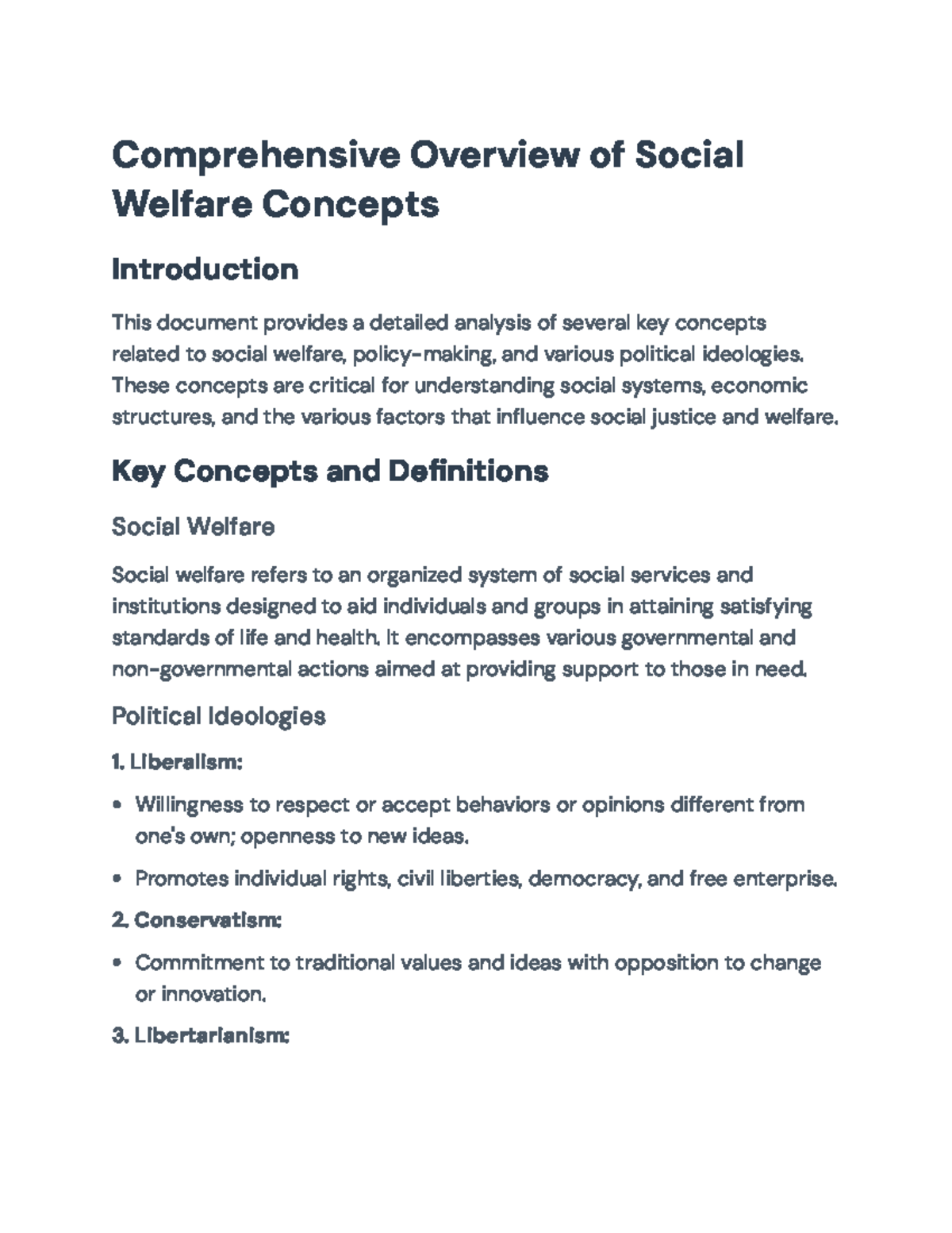 Comprehensive Overview of Social Welfare Concepts for Social Work ...
