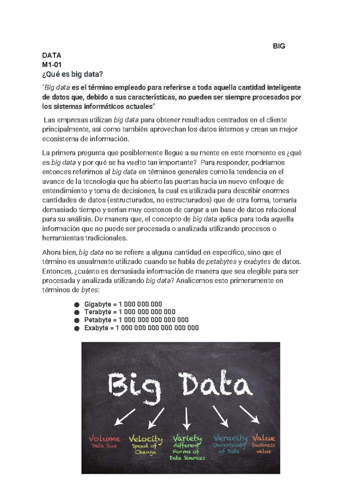 M1 BIG DATA - Resumen y Análisis de Big Data en la Industria - Studocu