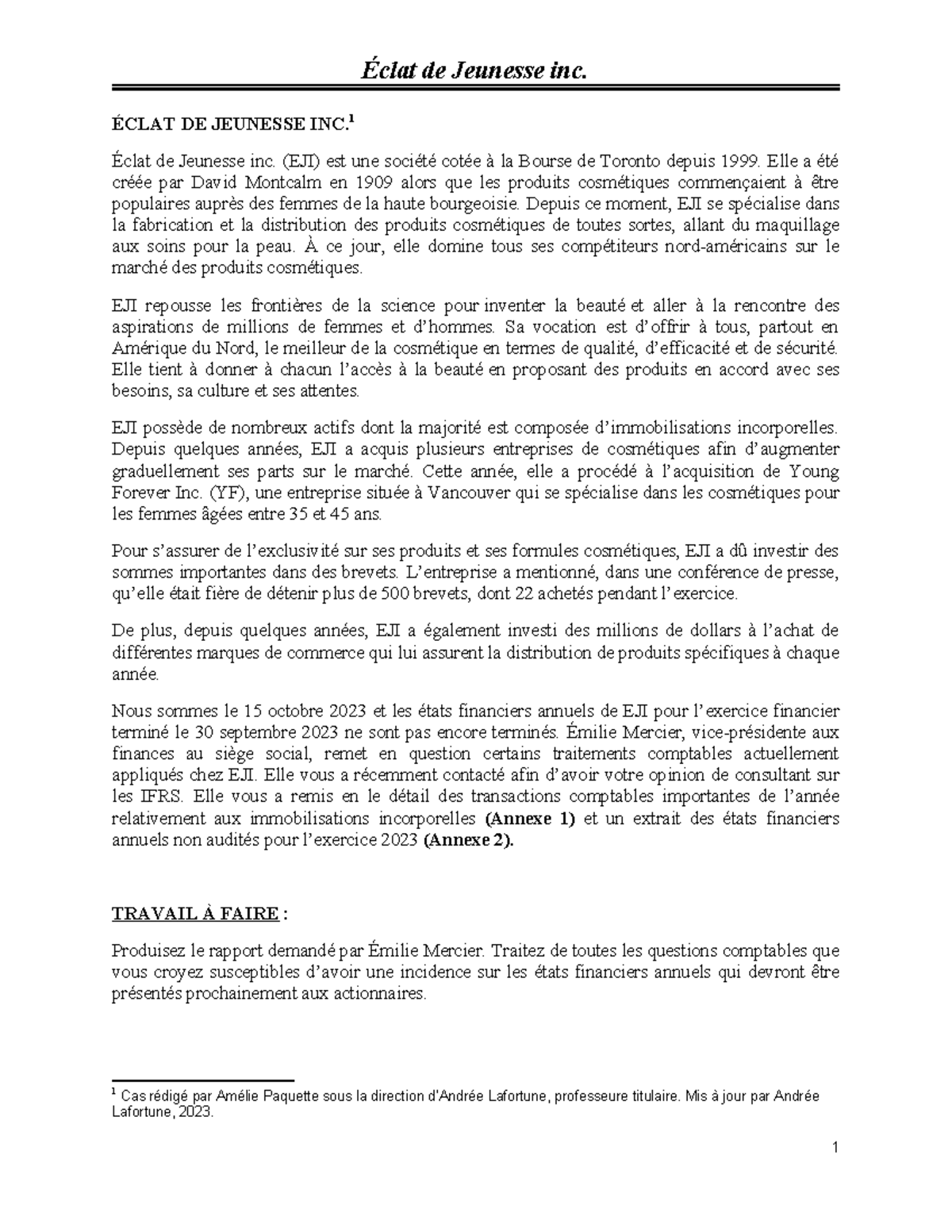 20905 Rapport de Consult. sur les IFRS pour Éclat de Jeunesse 2023 ...