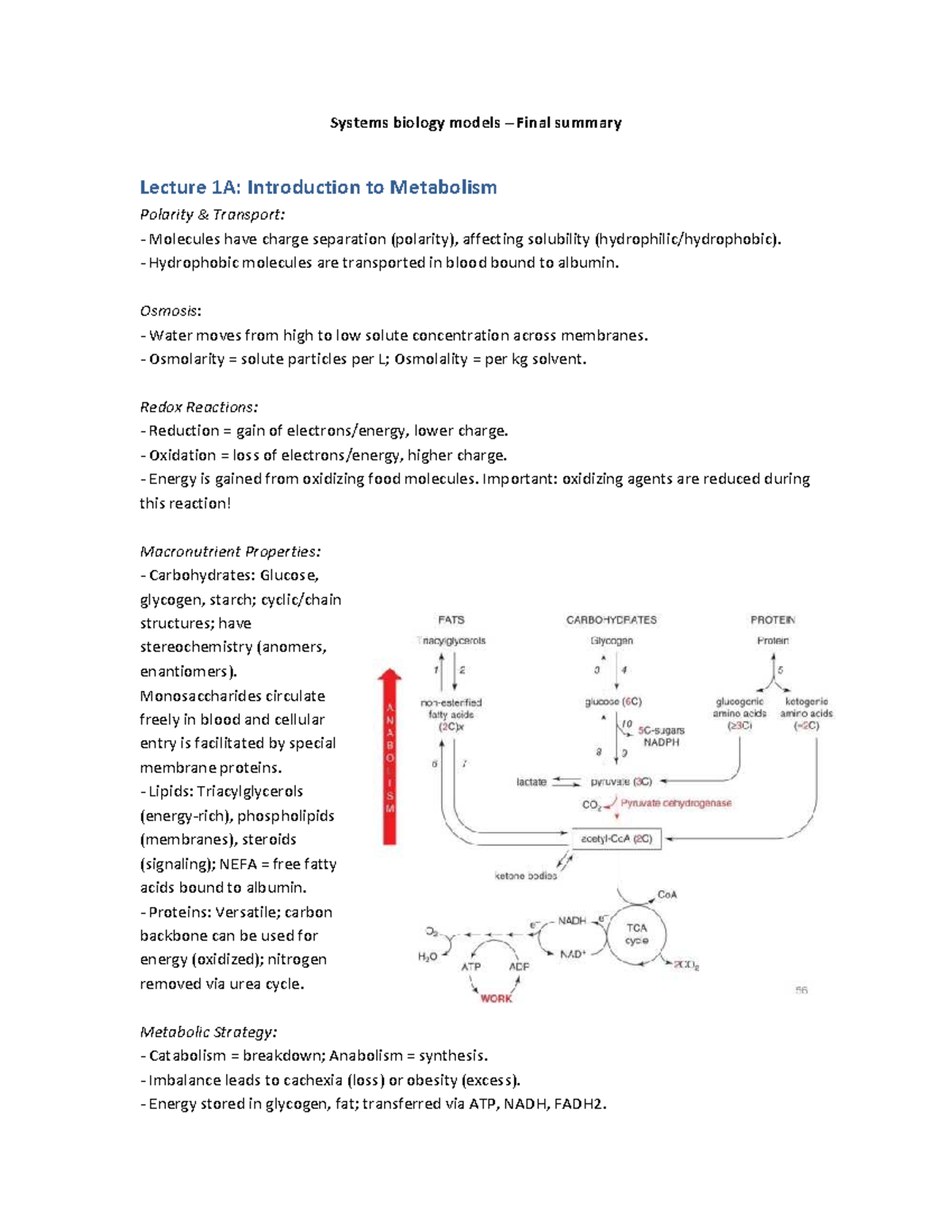 Systems Biology Models: Final Summary Lecture 1A - Introduction to ...