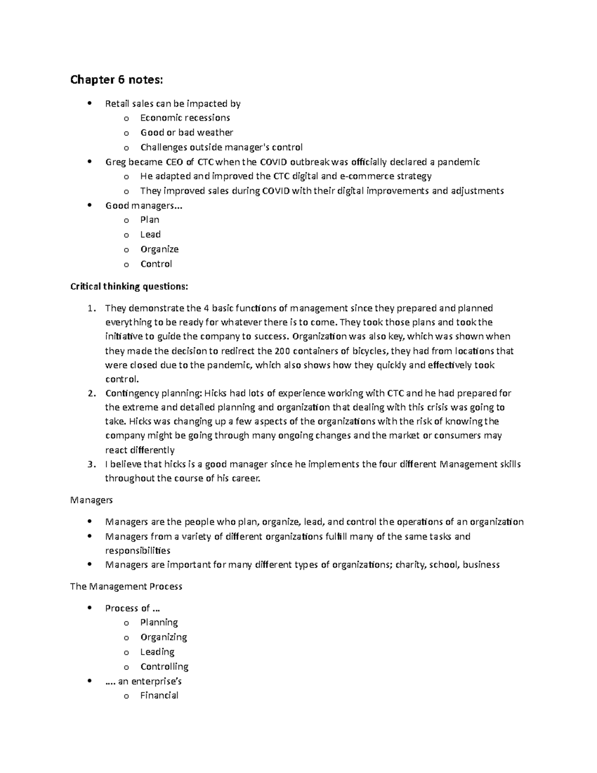 ADM 1300 Chapter 6 - intro to business notes - Chapter 6 notes: Retail ...