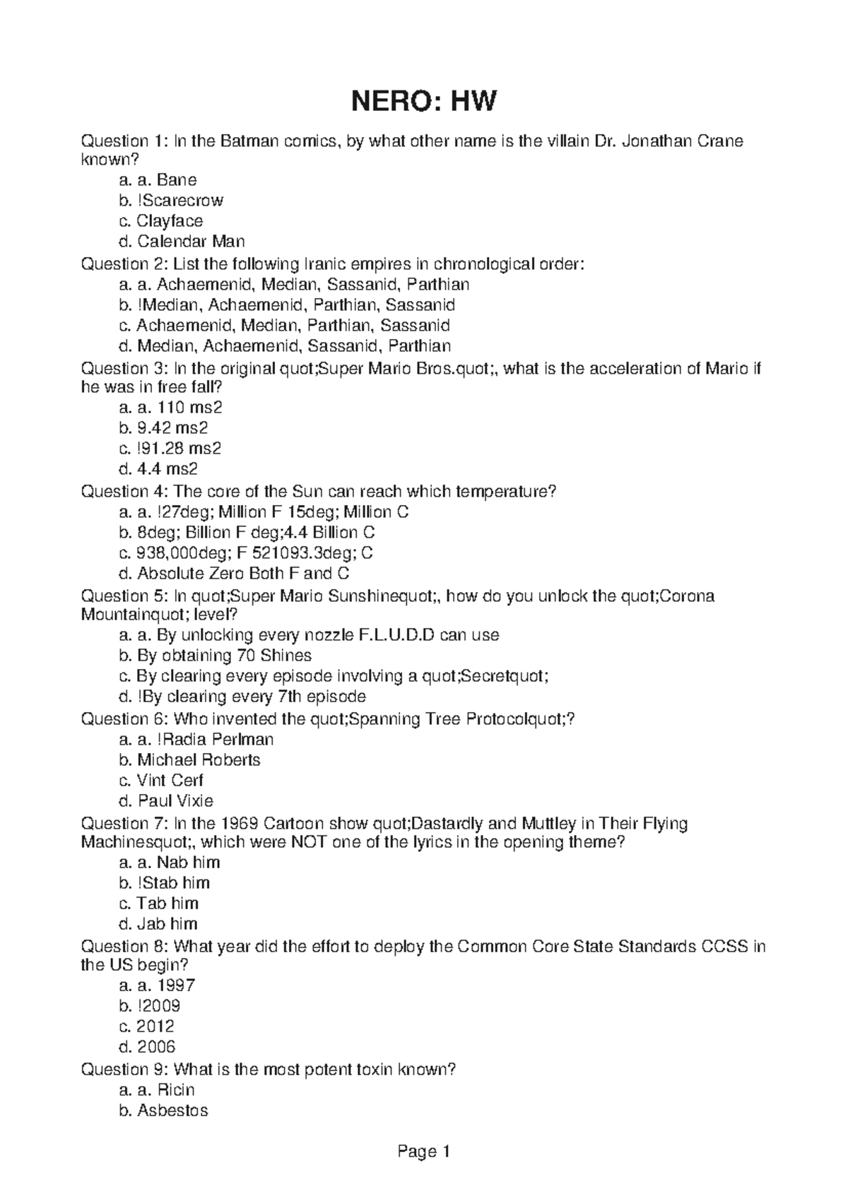 NERO290 - Homework Questions and Answers Handout №8 - Studocu