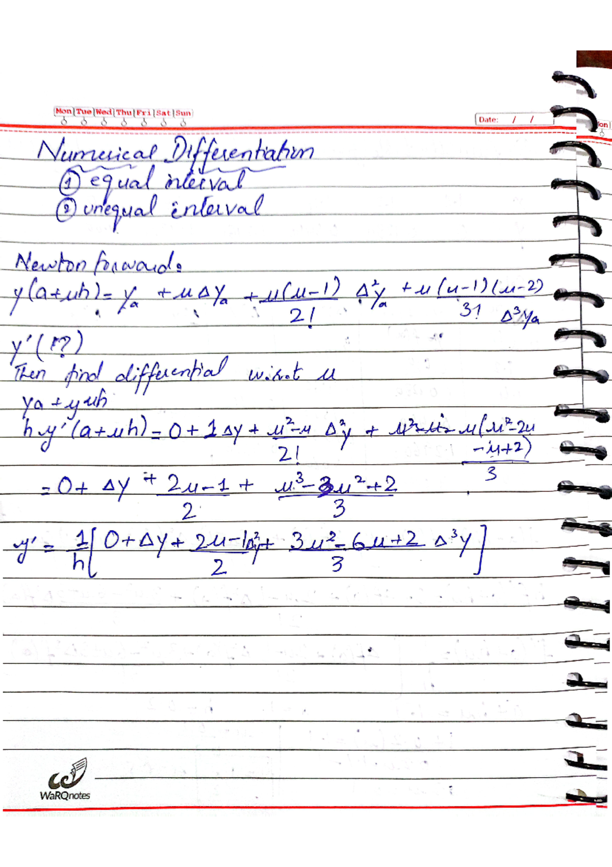 Numerical Differentiation Notes for Course 18112024 - 034705 PM - Studocu