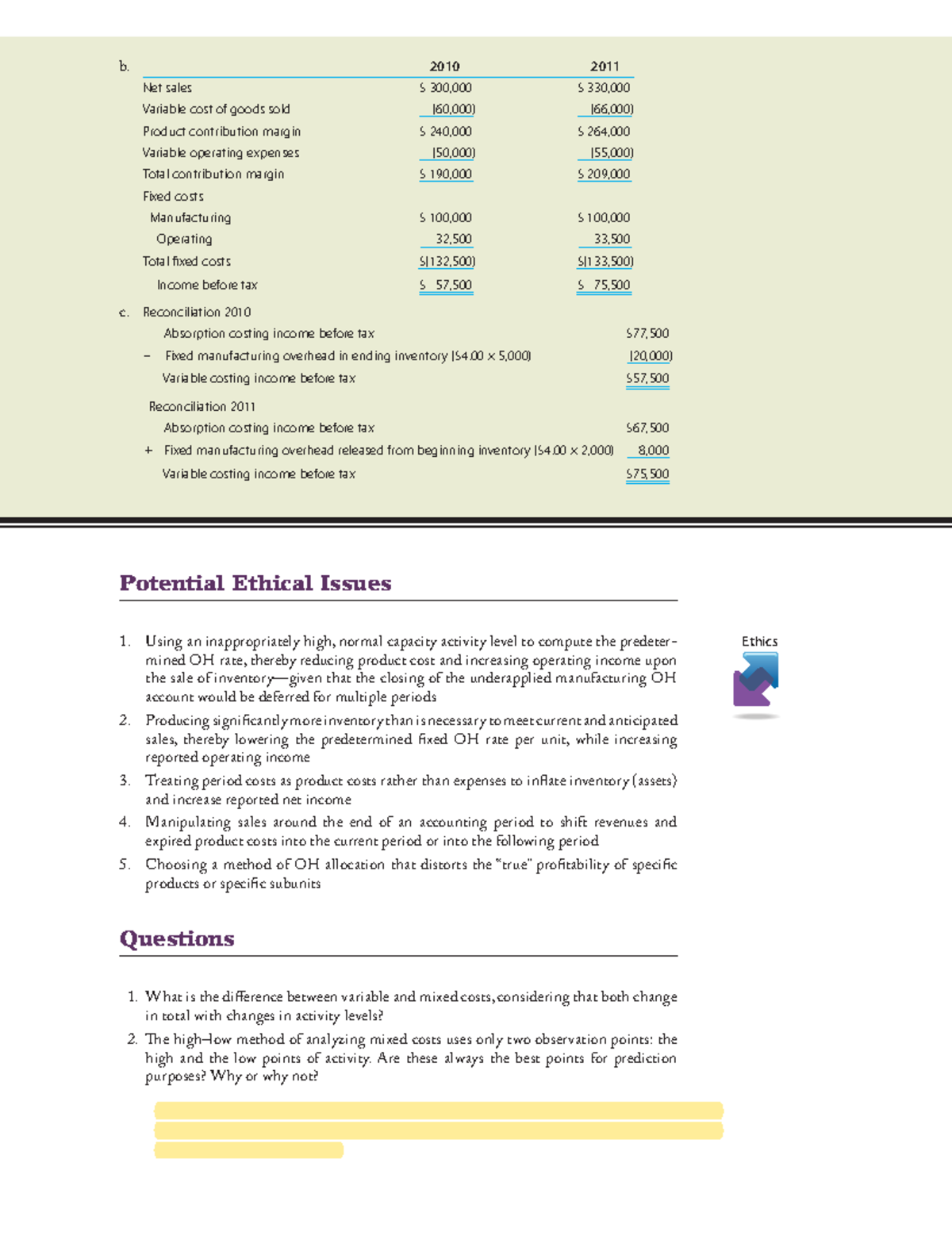 Chapter 3 Questions - Cost Accounting Analysis and Ethics - Studocu
