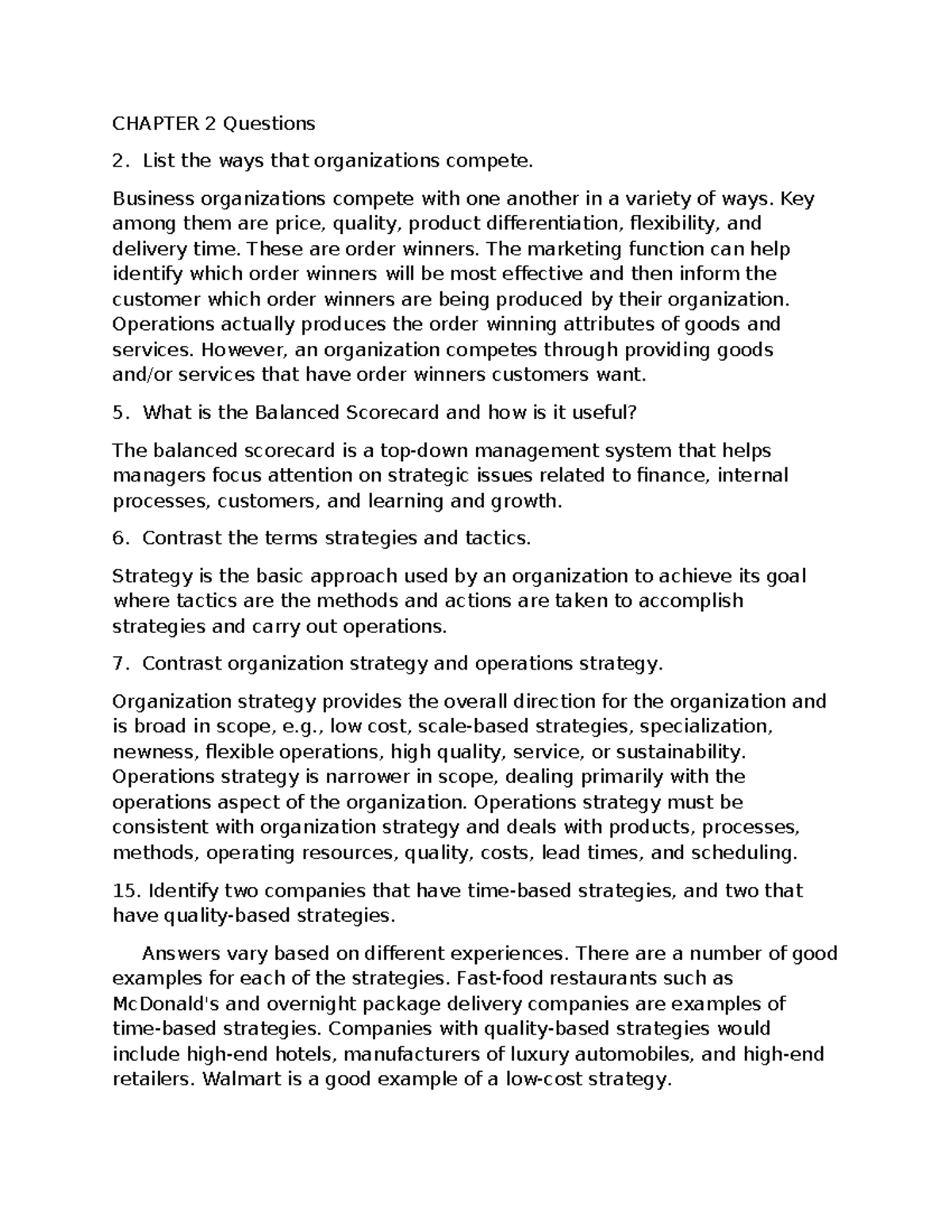 MGT256 Chapter 2 Discussion Questions and Answers - Studocu