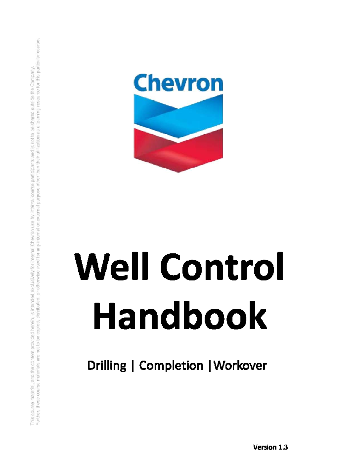 Chevron Well Control Handbook: Internal Use Training Material - Studocu