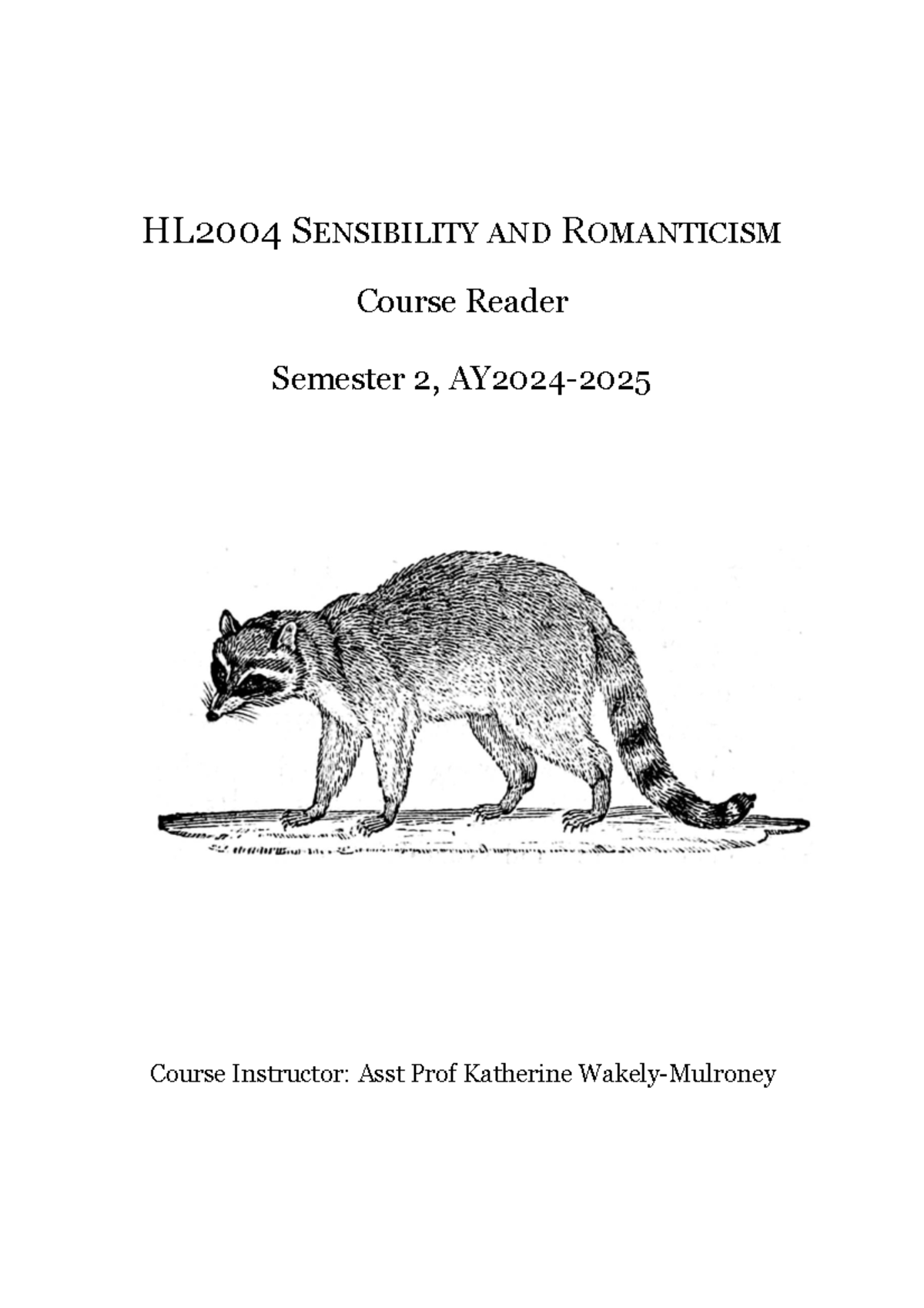 HL2004 Sensibility and Romanticism Course Reader 2025 - Studocu