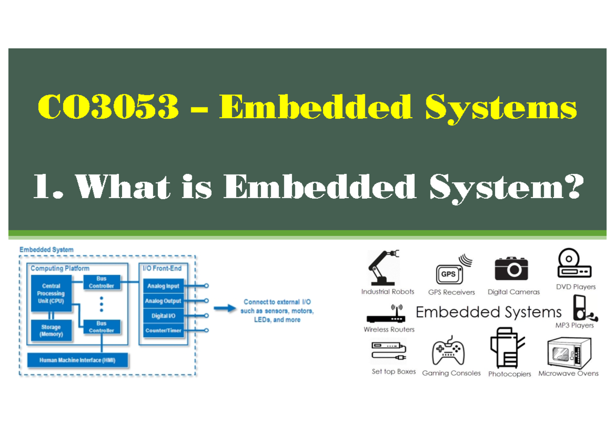 Chap 1 - Introduction to Embedded System - CO3053 – Embedded Systems 1 ...