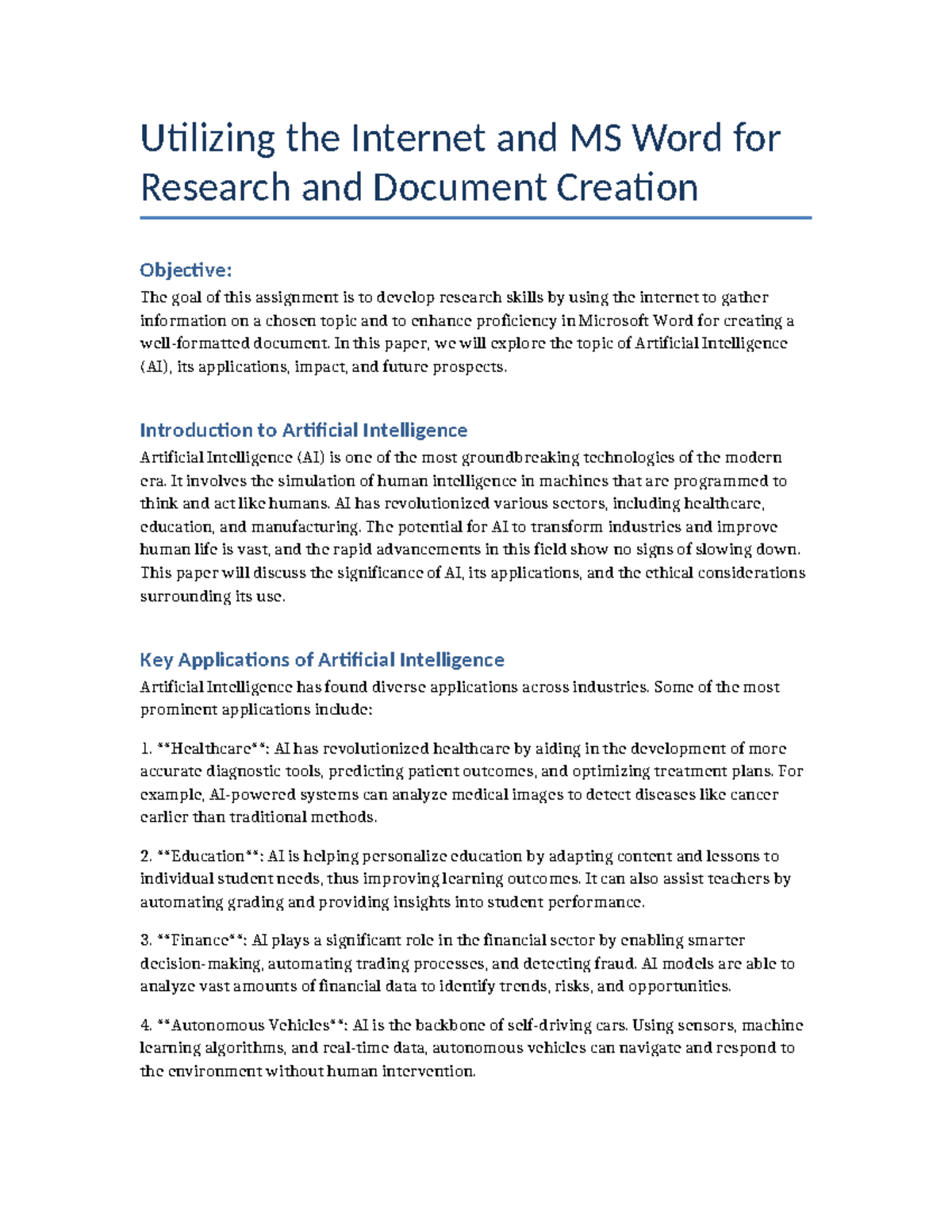 AI Research Paper: Exploring Applications & Impact - Studocu