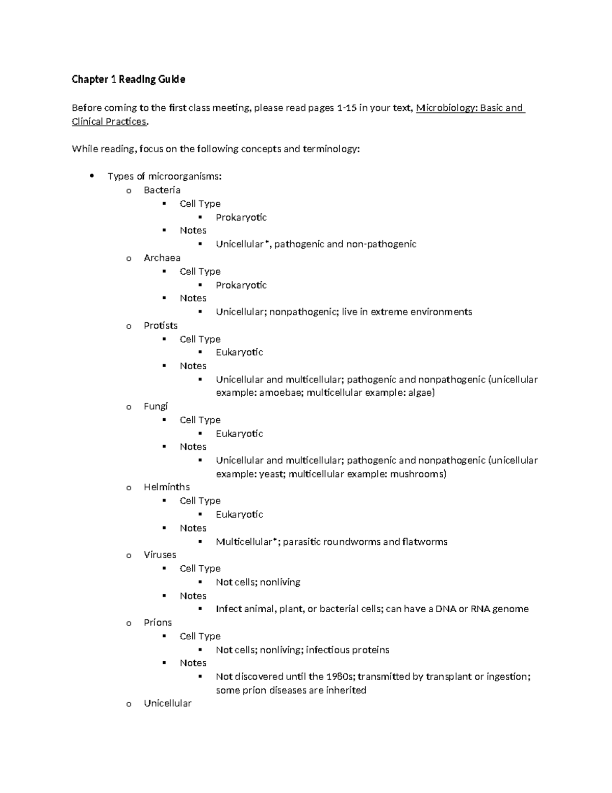 Microbiology Concepts & Terminology Overview: Chapter 1 Guide - Studocu