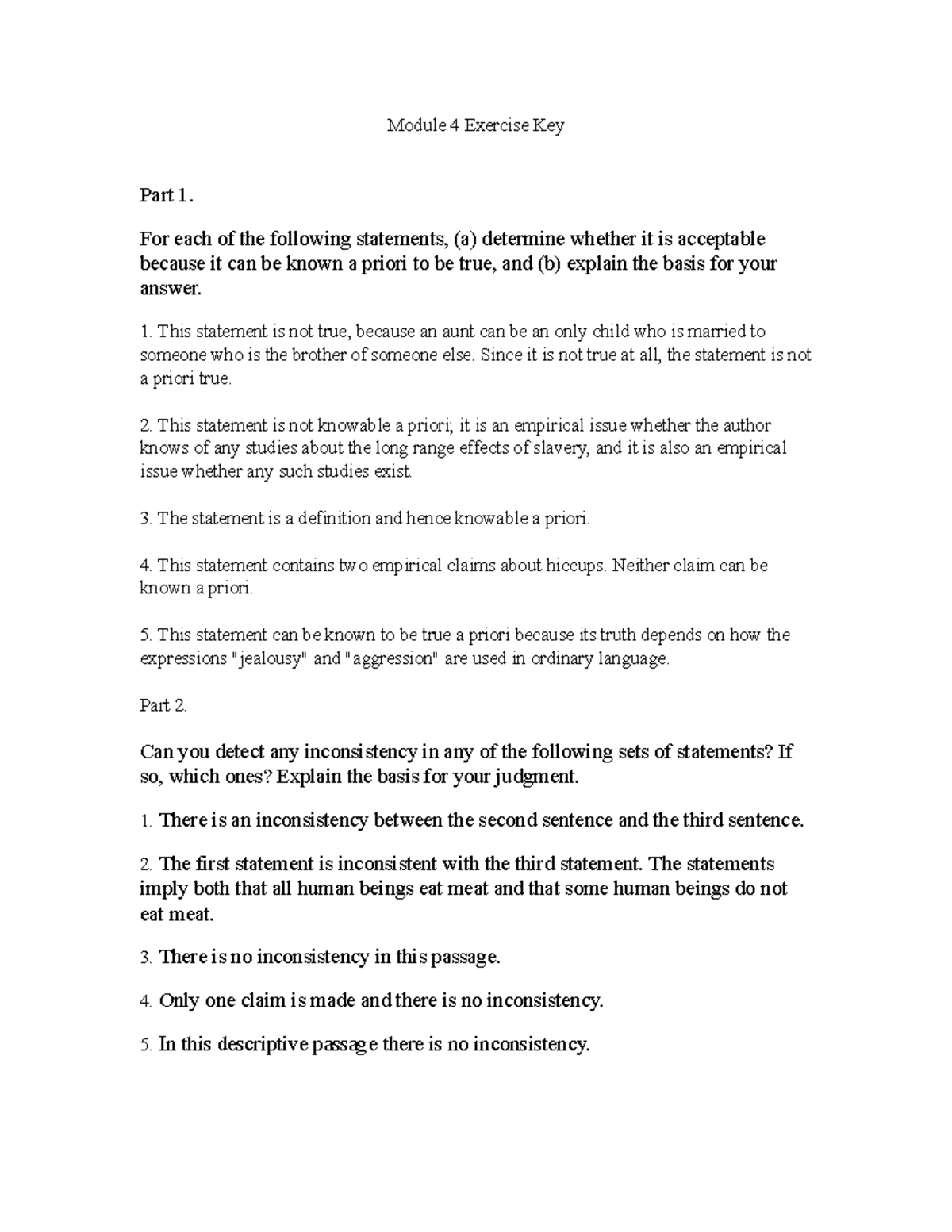 4. The A Condition Key - Module 4 Exercise Key Part 1. For each of the ...