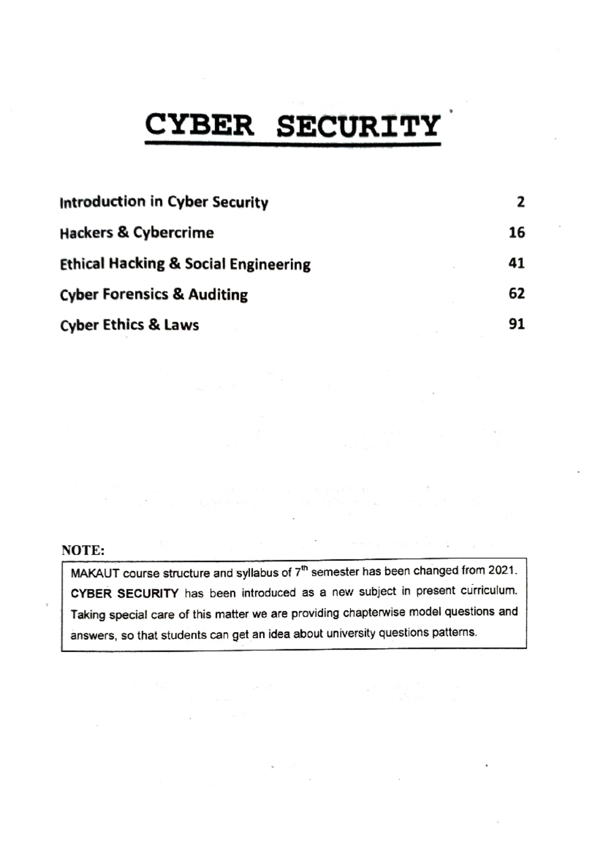 Cyber Security - CYBER SECURITY has been introduced as a new subject in ...