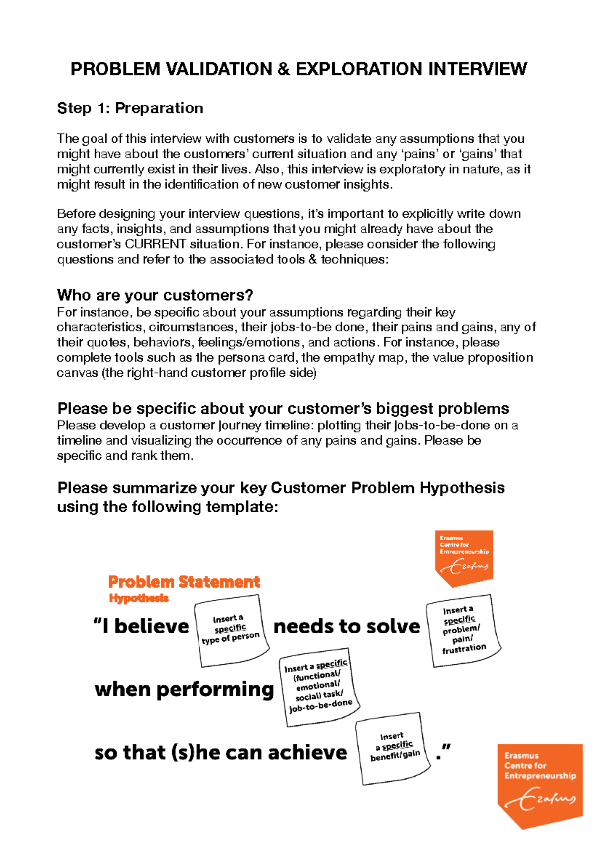 Problem Validation & Exploration Interview Guide for Customers ...