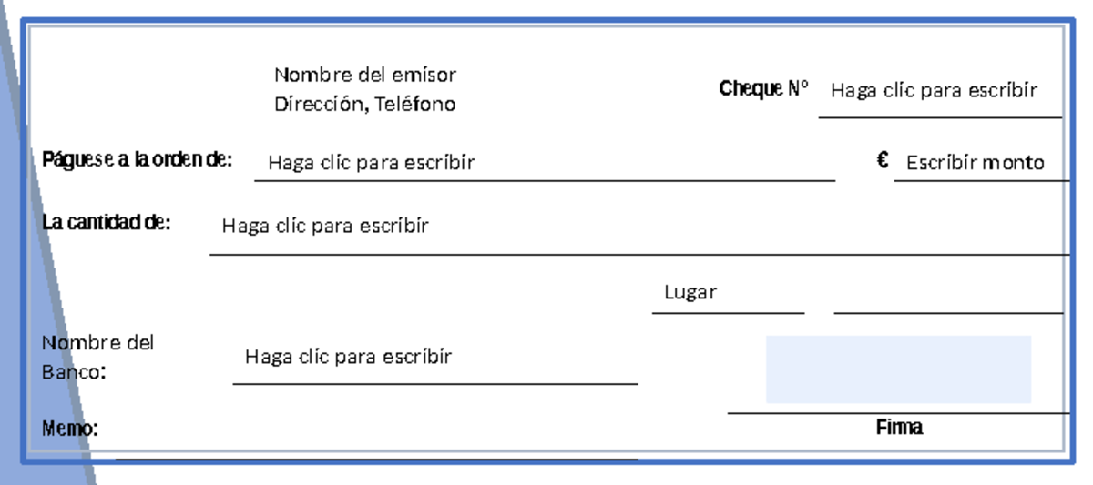 Formato de cheque para llenar en word - enfermeria comunitaria - Nombre ...