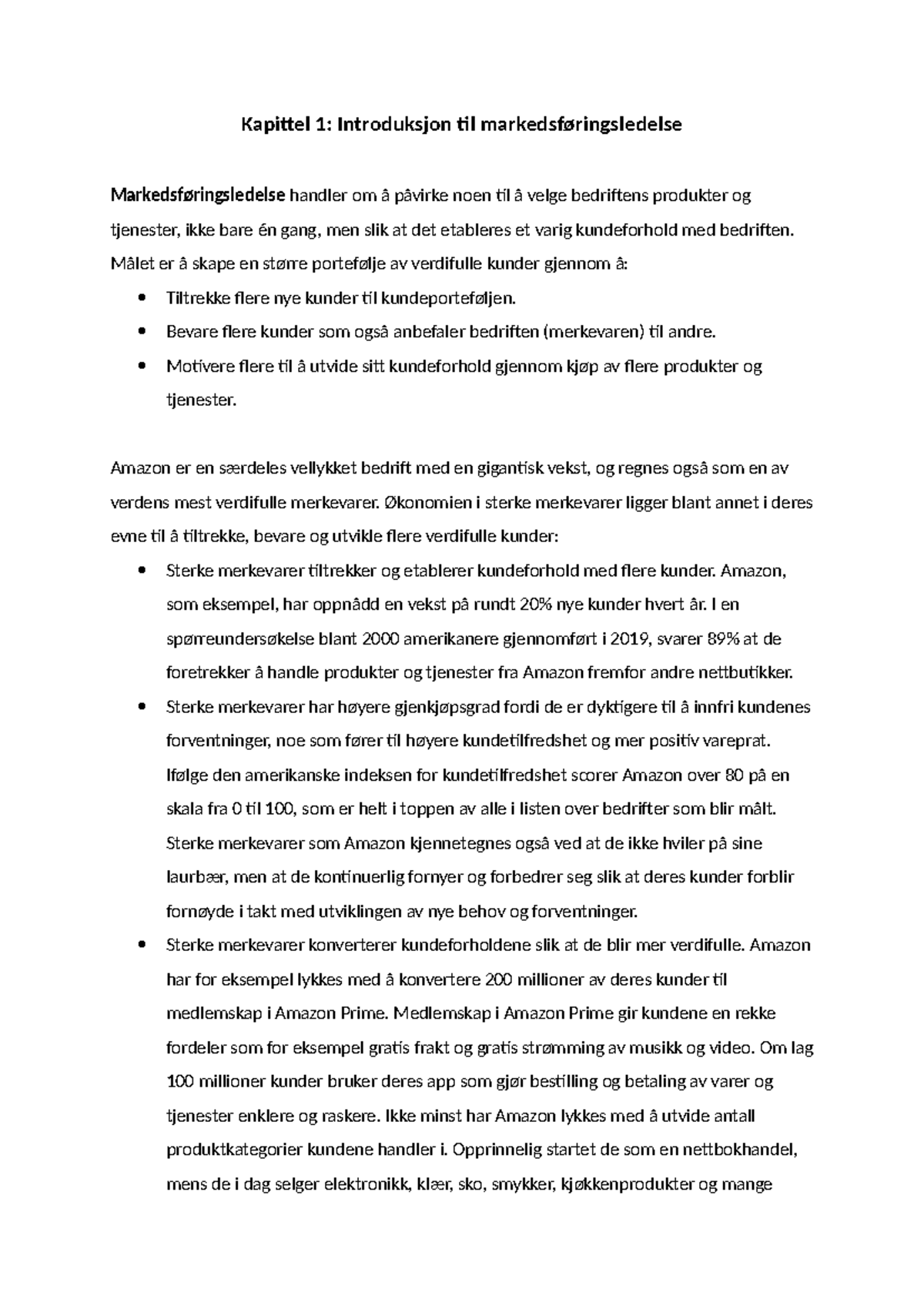 Markedsføringsledelse og strategi - Kapittel 1: Introduksjon - Studocu