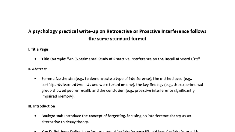 PSY 301: Experimental Study on Retroactive vs Proactive Interference ...