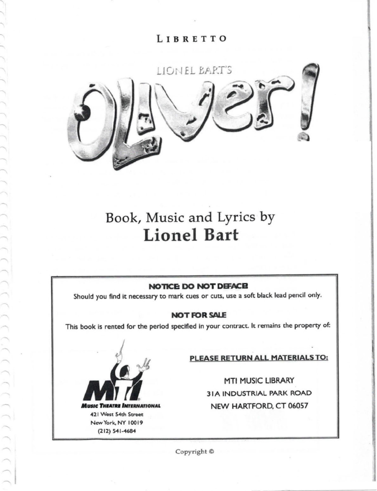 Oliver! Script - Book, Music & Lyrics by Lionel Bart - Studocu