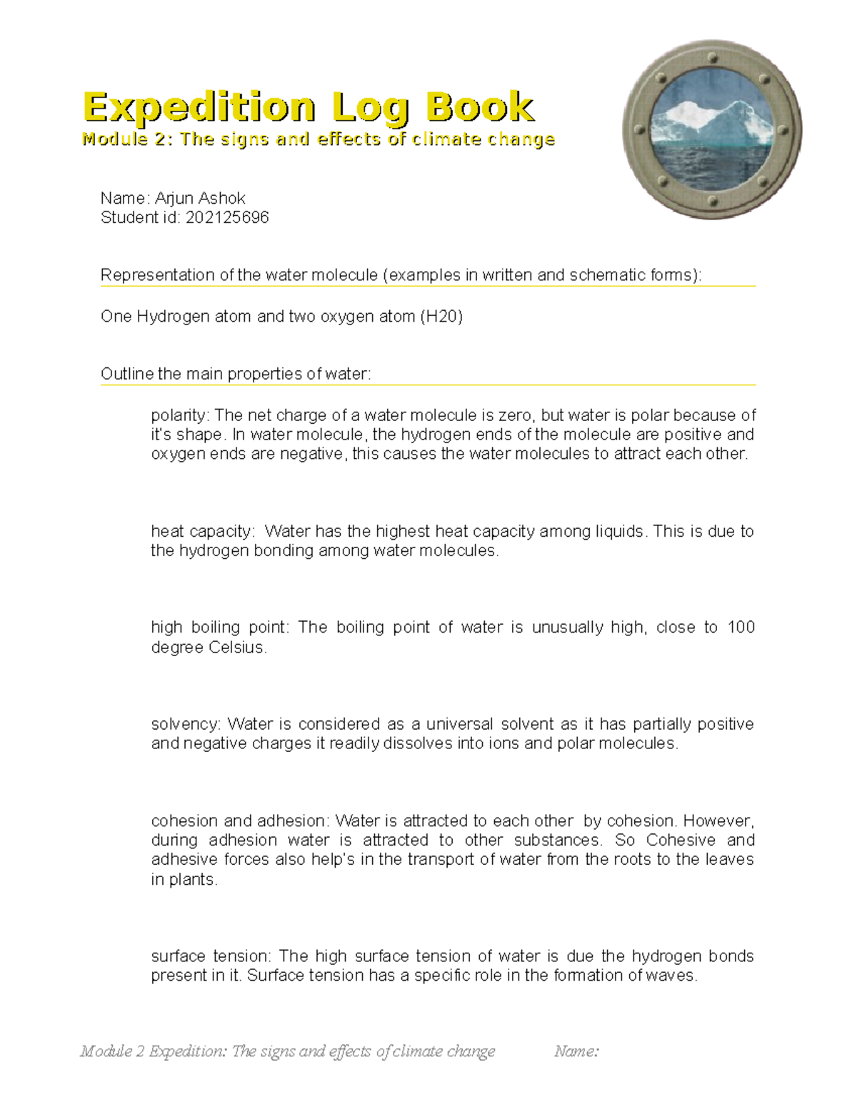 Log Book 2 - logbook - Module 2:Module 2: The signs and eff ects of ...