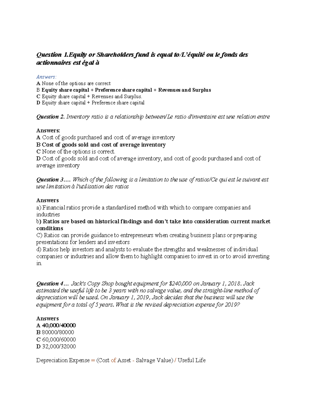 Final Exam Questions for Accounting (ACCT 101) - Studocu