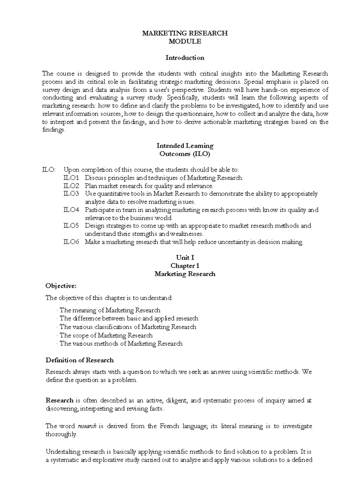 Marketing Research Module: Insights, Processes, & Applications - Studocu