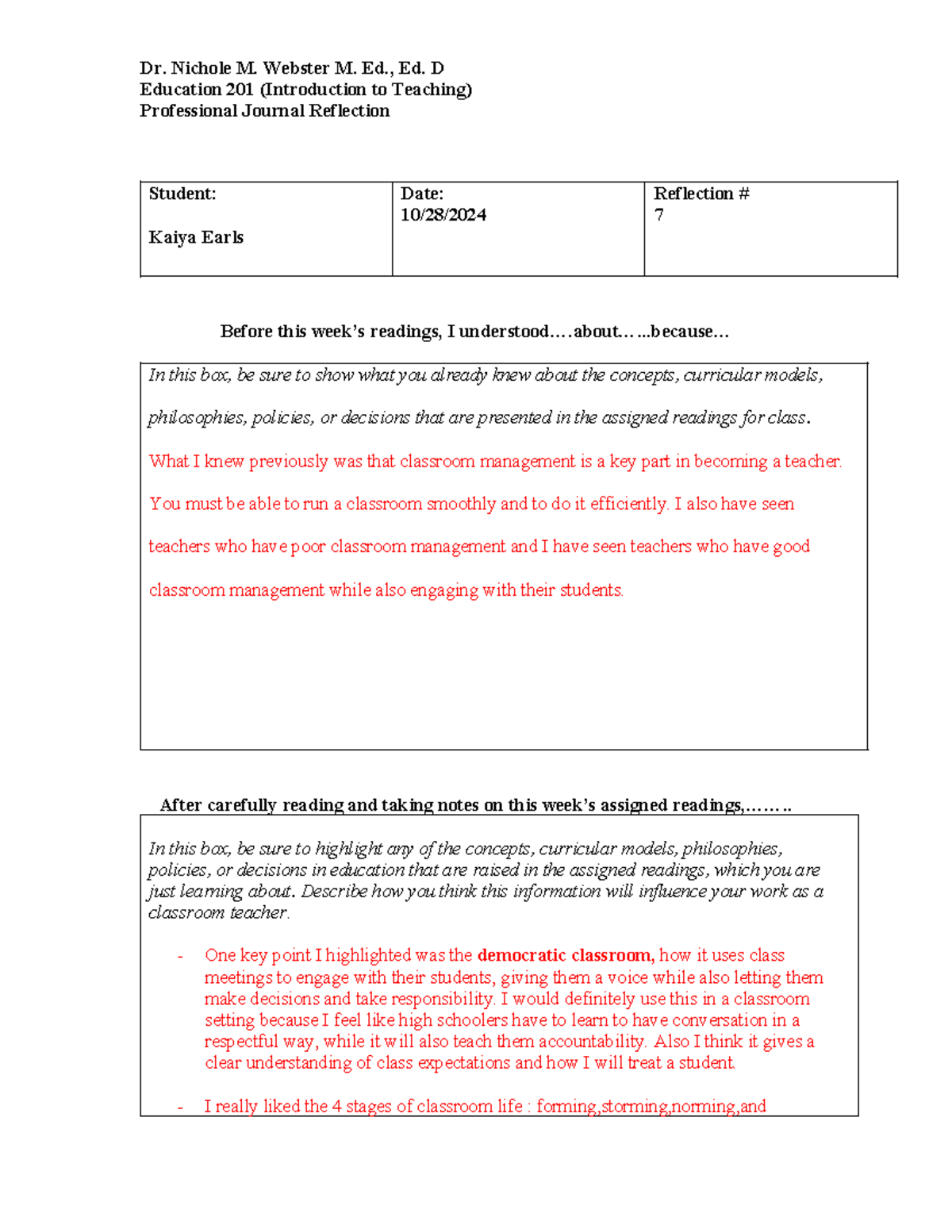 Copy of Professsional Journal 7 - Dr. Nichole M. Webster M. Ed., Ed. D ...