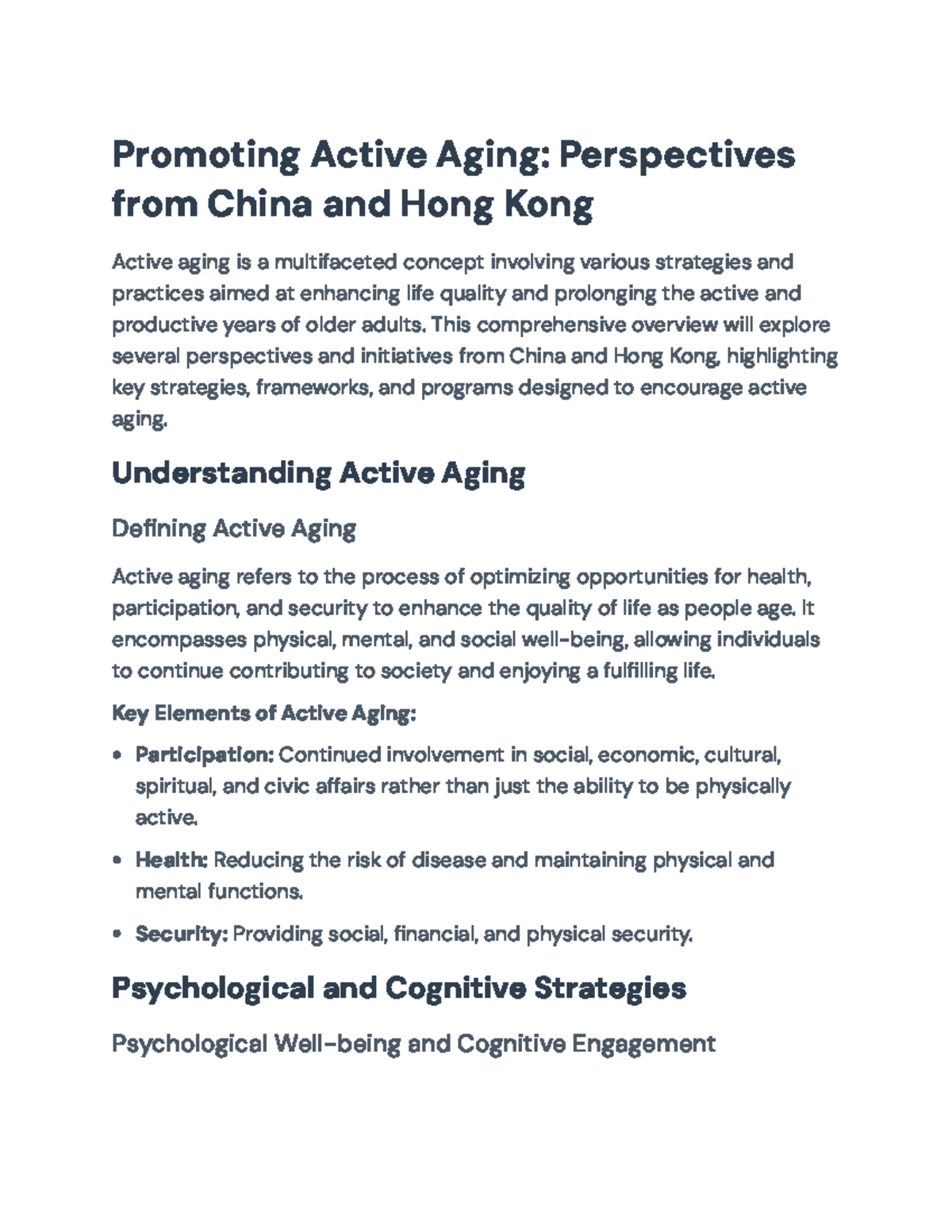 Promoting Active Aging: Insights from China and Hong Kong Initiatives ...