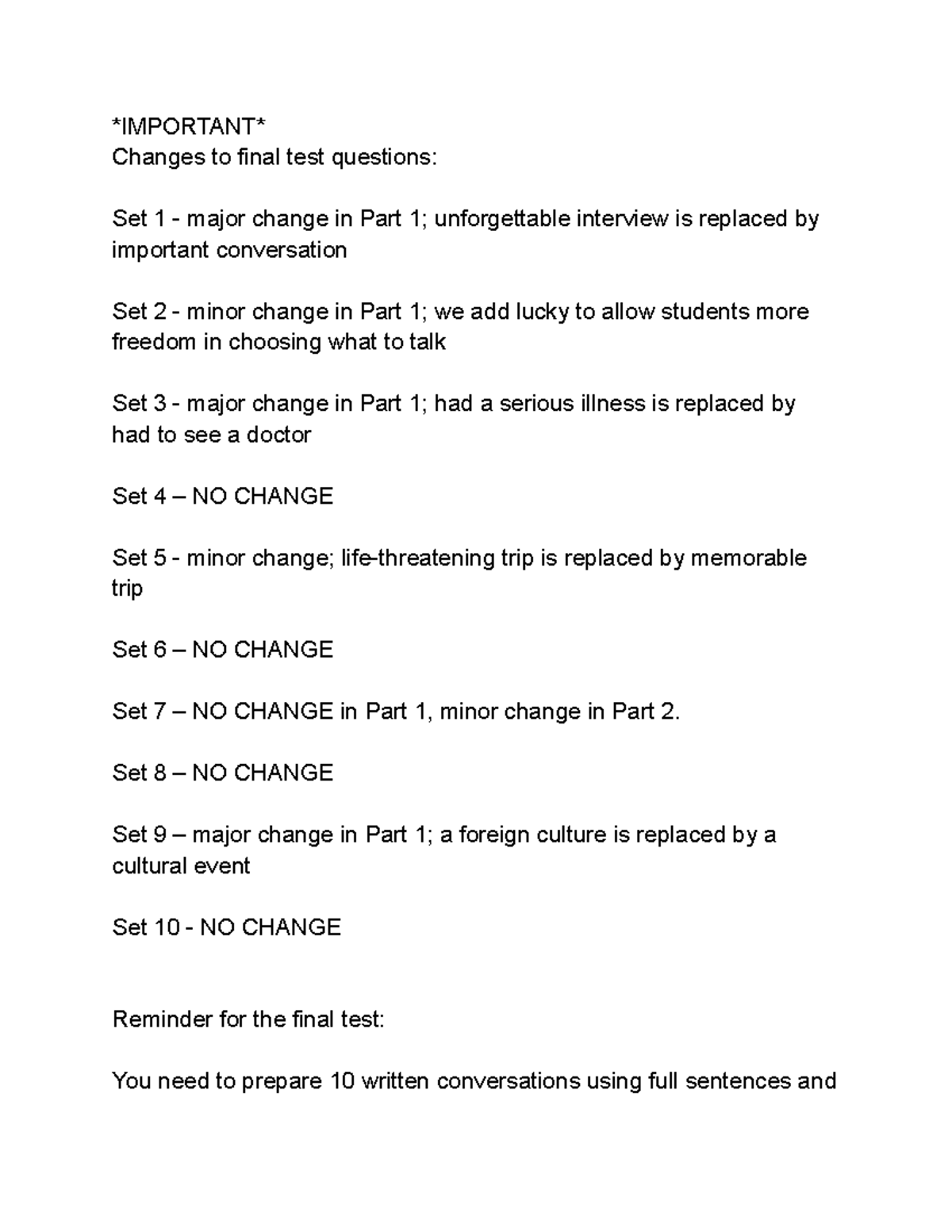Class 4 notes - GEP6-B12 - IMPORTANT Changes to final test questions ...
