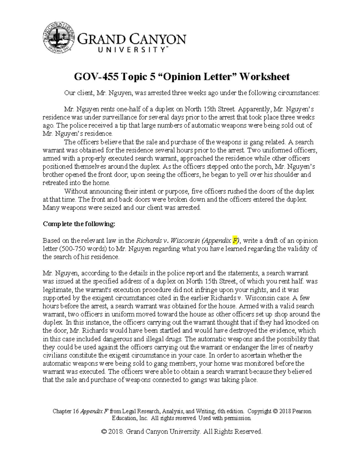 Opinion Letter Worksheet - GOV-455 Topic 5 “Opinion Letter” Worksheet ...