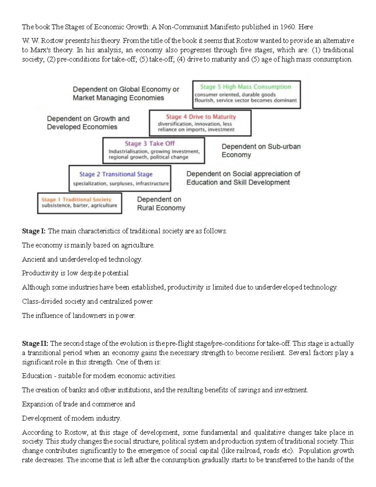 L4 Economic Growth: Analyzing Rostow's Five Stages Theory - Studocu