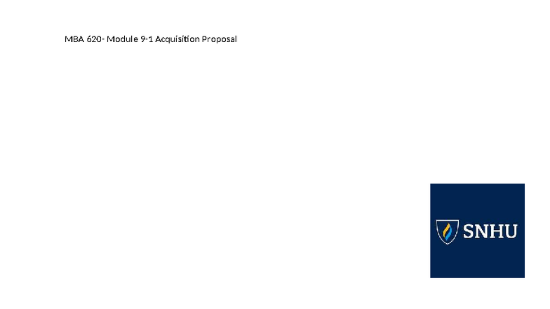 MBA 620 Module 9-1 Acquisition Proposal for TransGlobal Airlines - Studocu