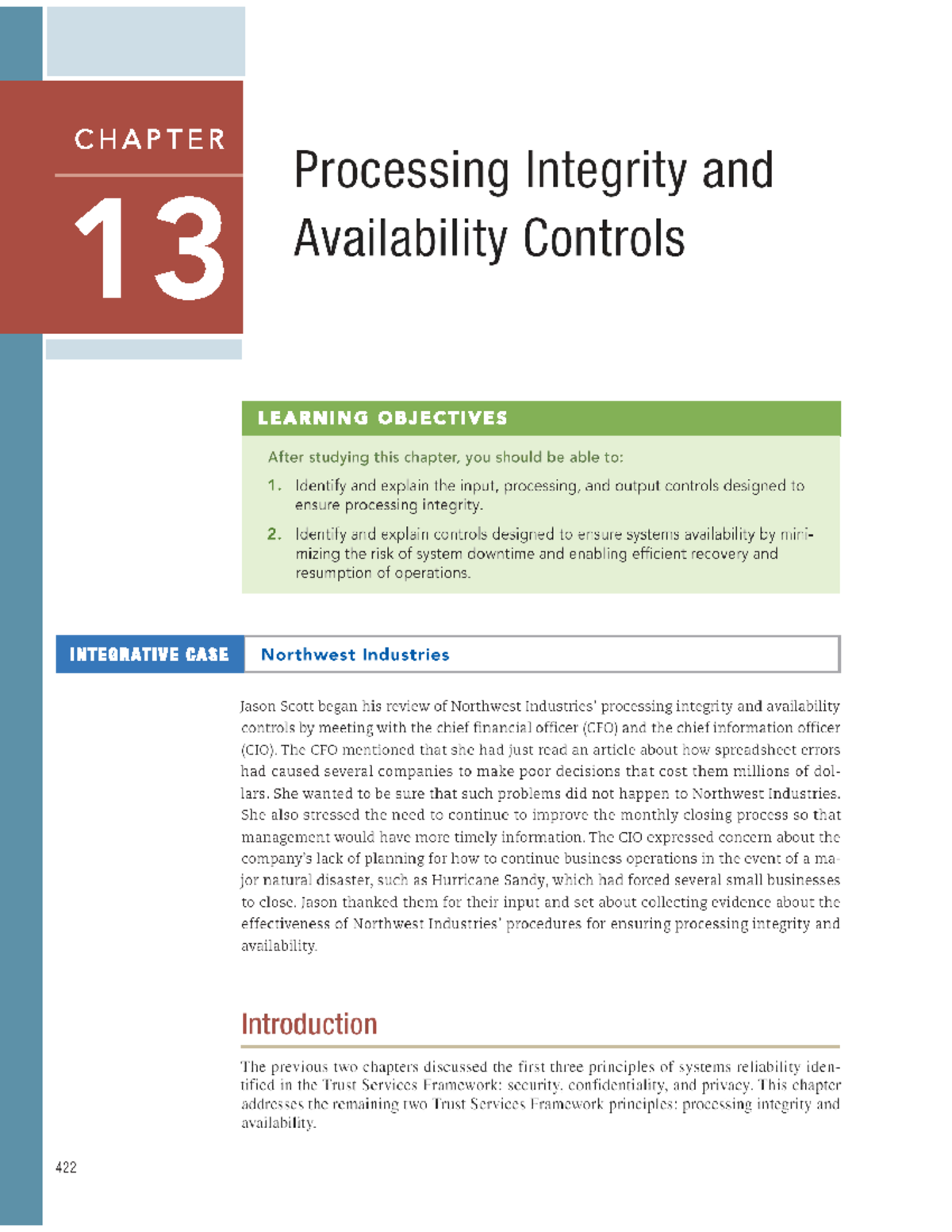 C5 AIS CHAPTER 13: Processing Integrity & Availability Controls - Studocu