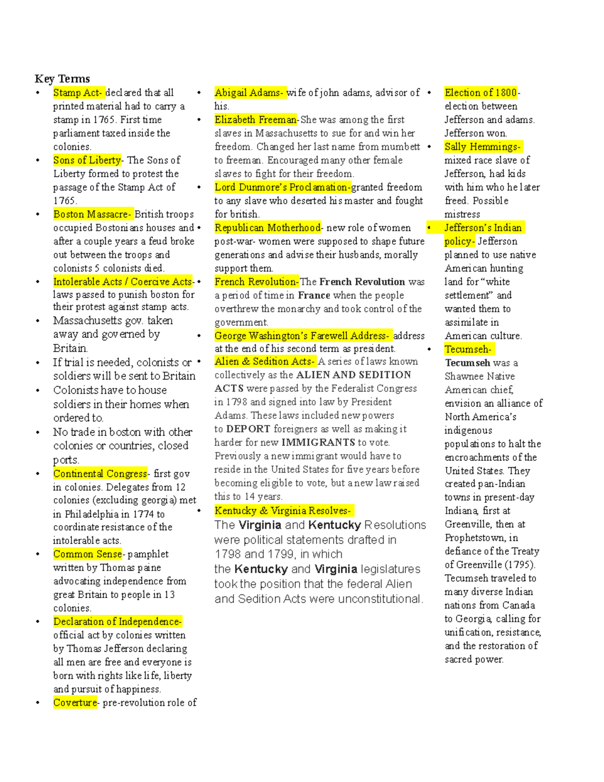 HIST 1301 Unit 2 Exam Study Guide: Key Terms & Reviews - Studocu
