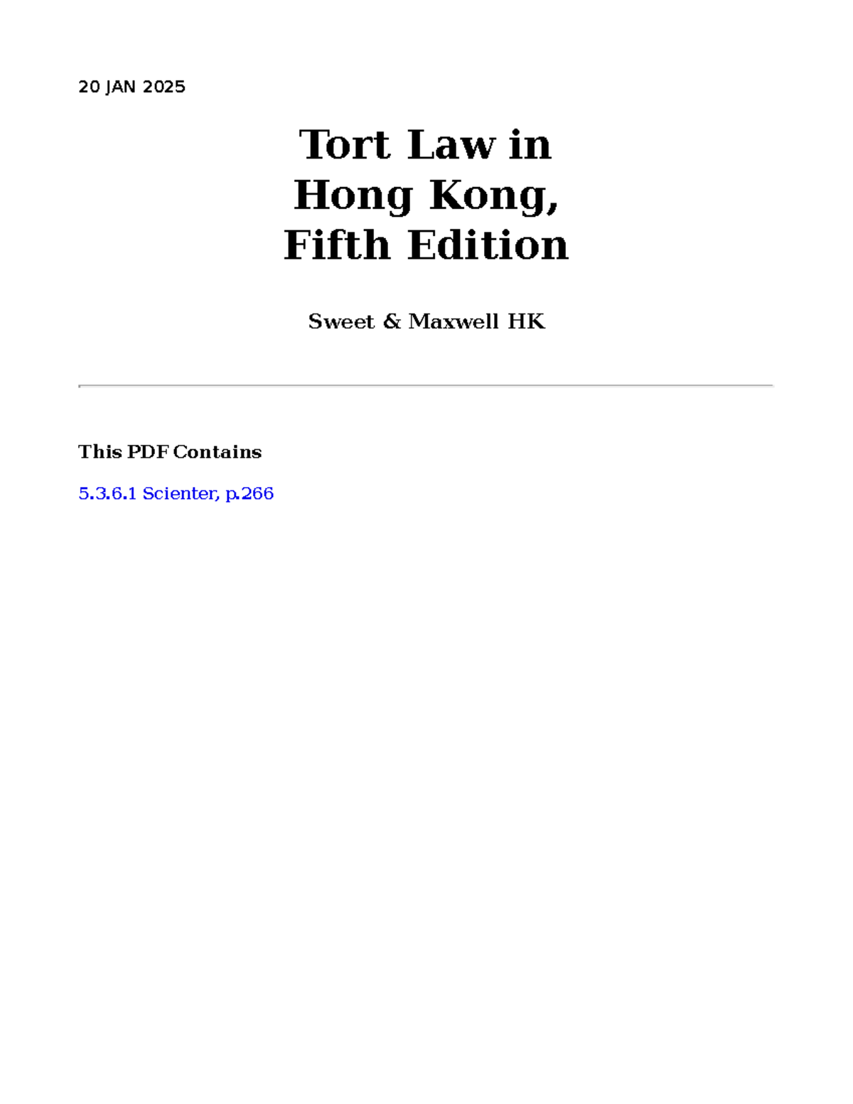 Tort Law in HK (TLHK5ED) - Chapter 5: Duty of Care & Scienter - Studocu
