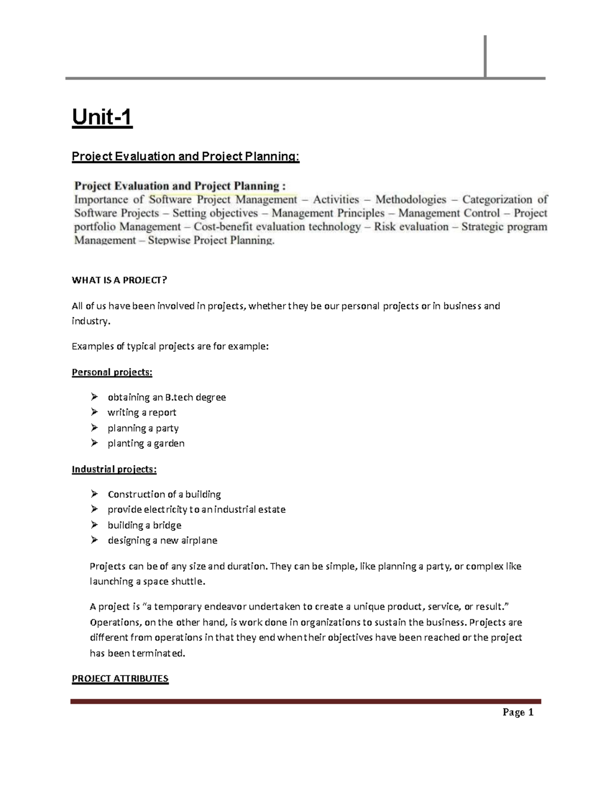 SPM Notes: Project Evaluation & Planning Fundamentals - Studocu