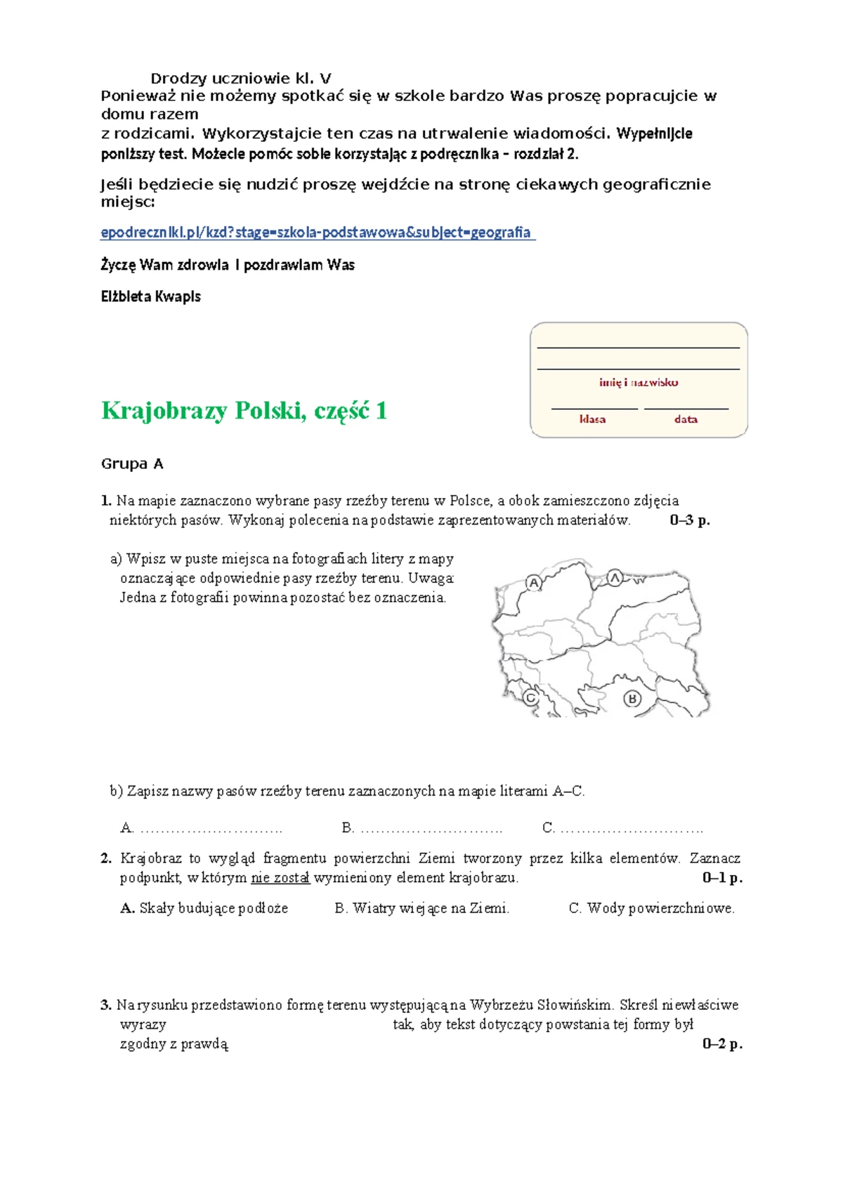 Krajobrazy Nowa Era Sprawdzian Geografia www.studocu.com