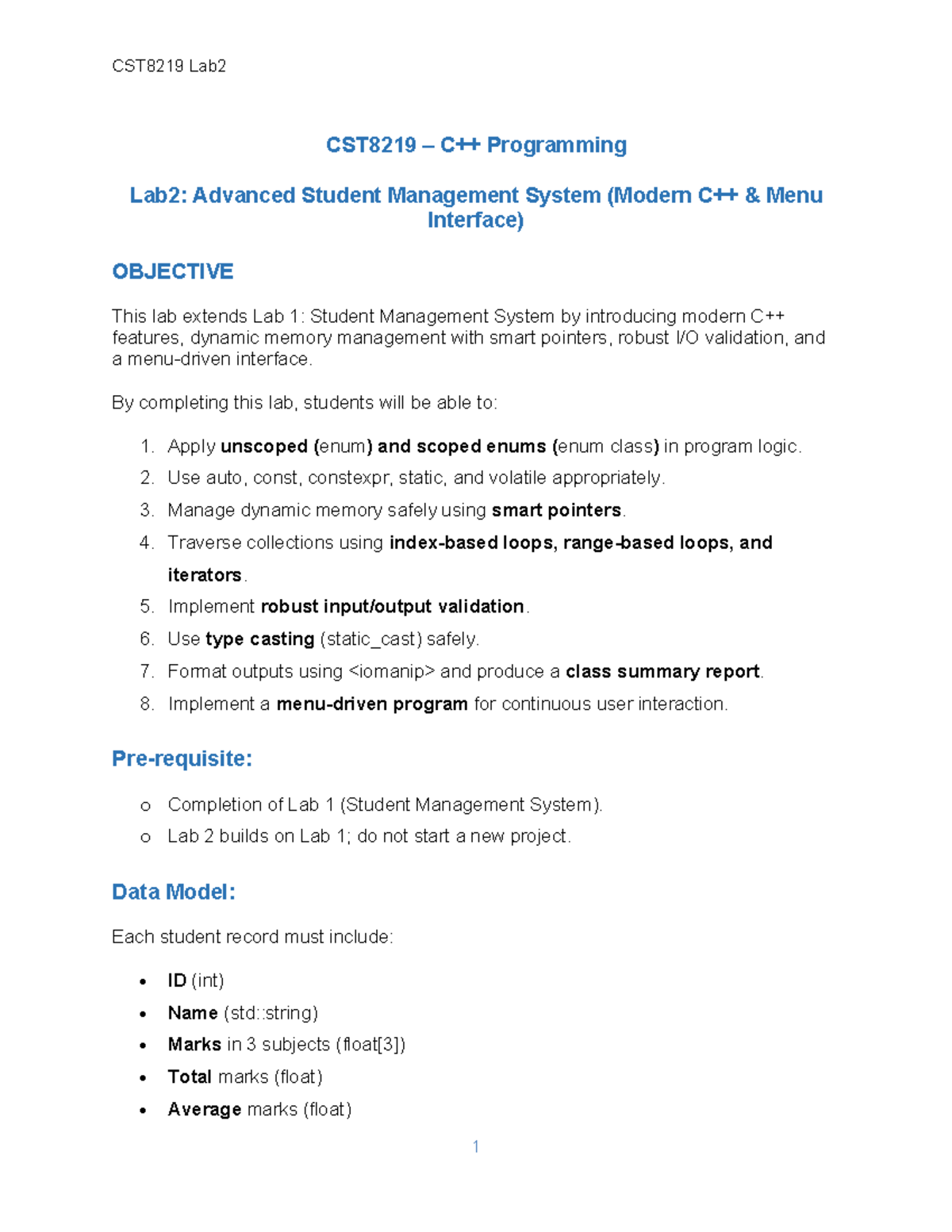 CST8219 Lab2: Advanced Student Management System Implementation Guide ...