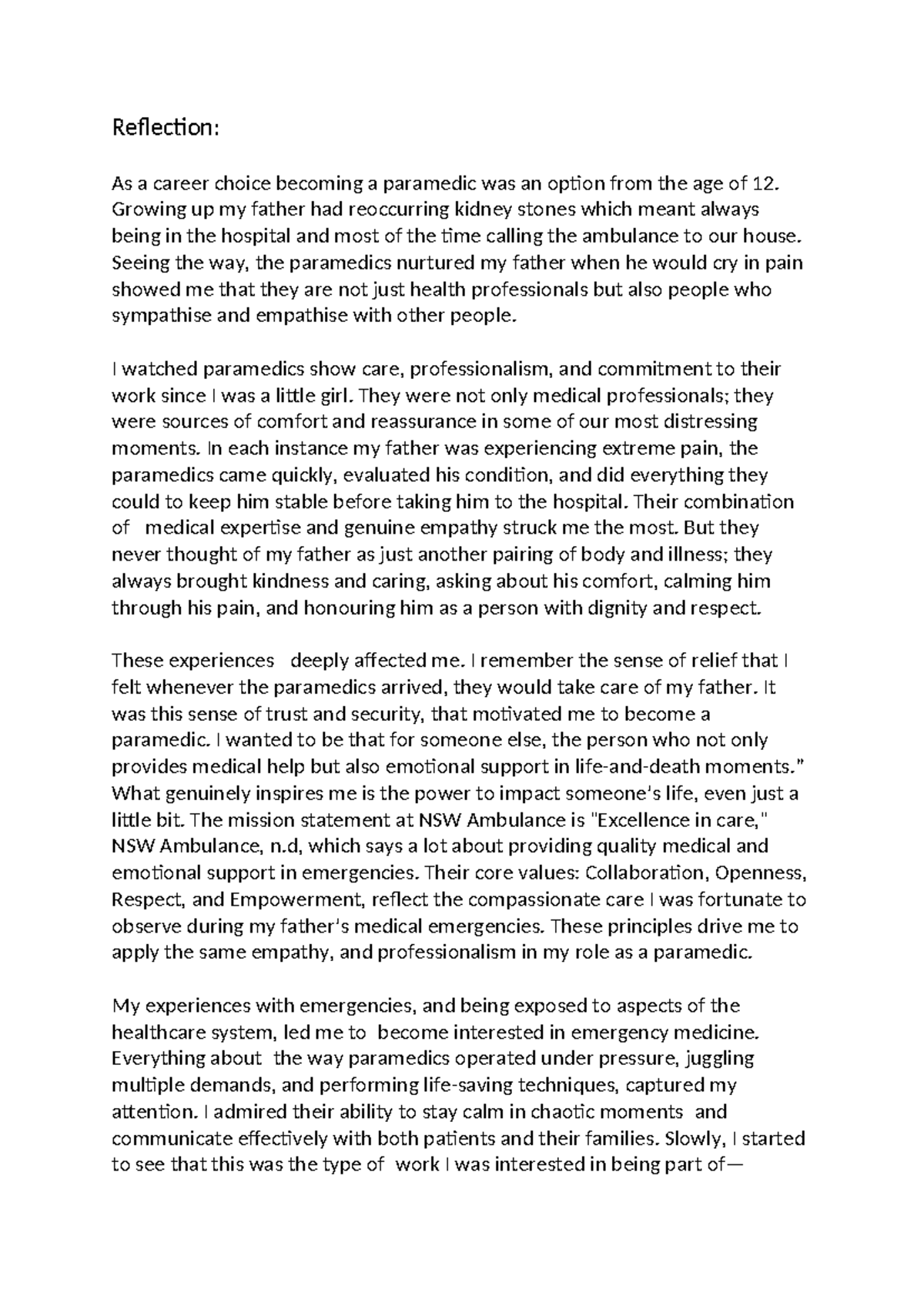 Reflection on Becoming a Paramedic: Personal Insights and Inspiration ...