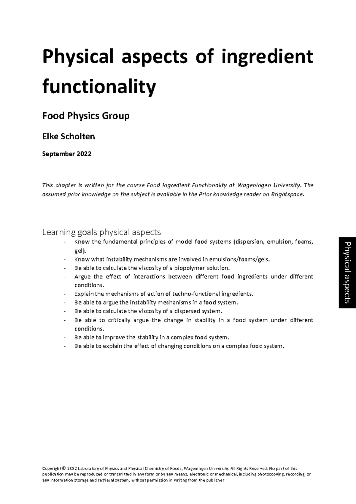 FIF-4 Reader: Physical Aspects of Ingredient Functionality 2022 ...
