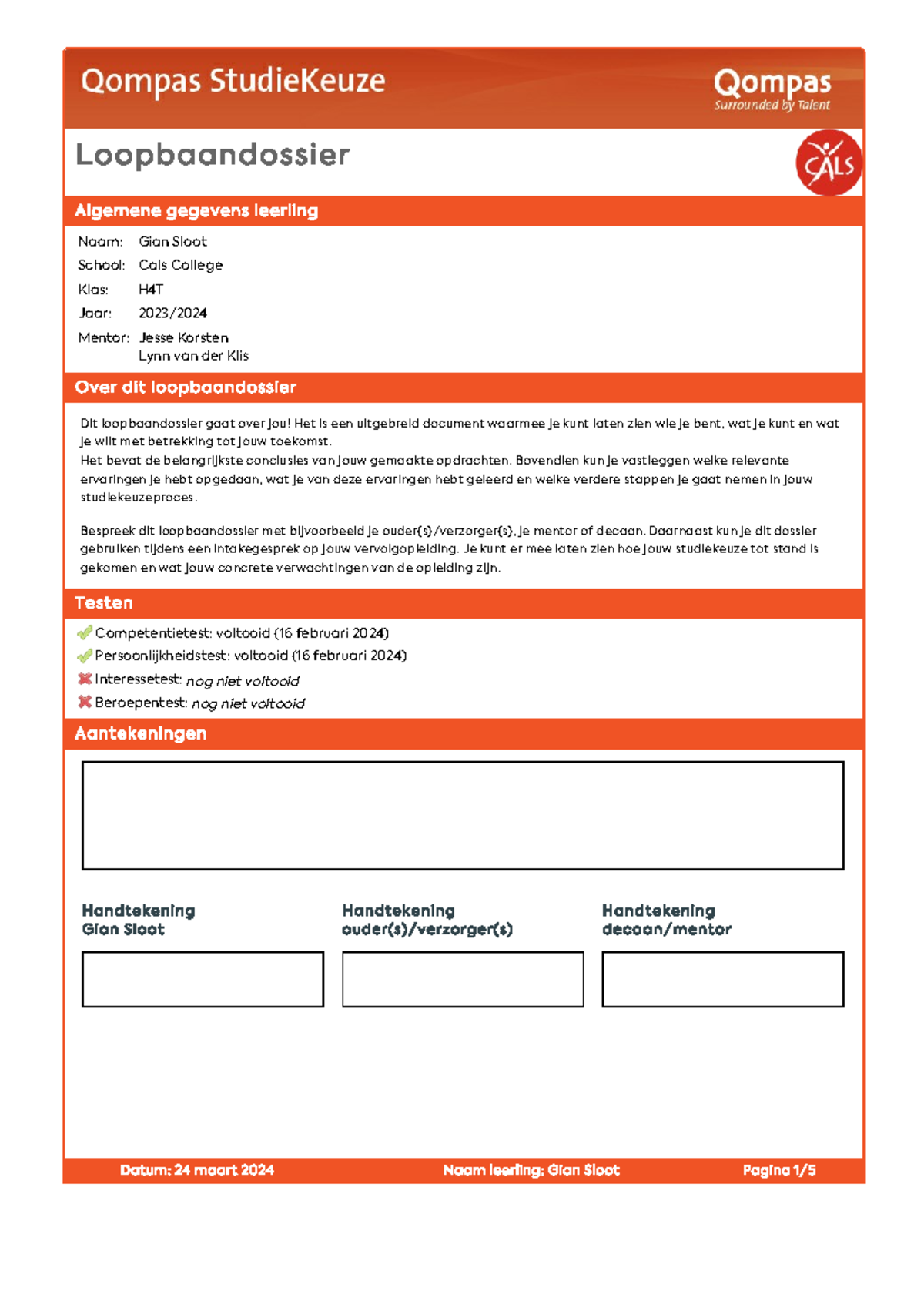 Loopbaandossier H4T: Nederlandstalige Loopbaanreflectie 2023 - Studeersnel