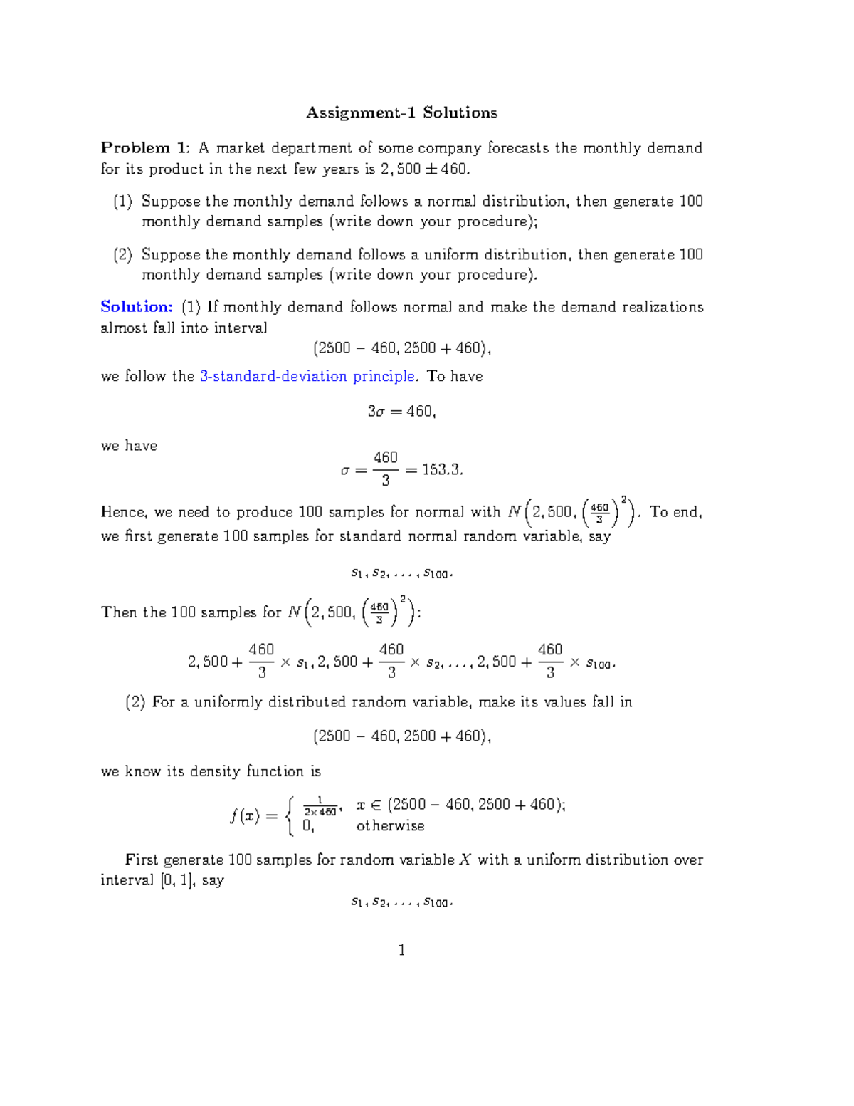 Assignment 1 Solutions: Demand Forecasting & Insurance Probabilities ...