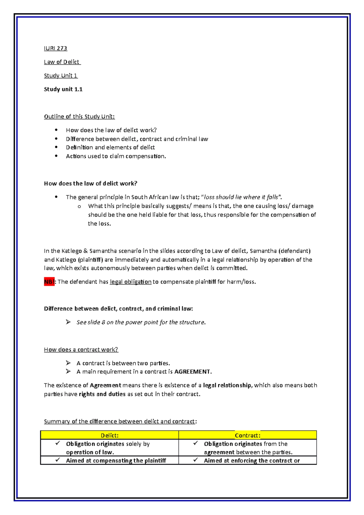 IURI 211 - Study Unit 2: The Principle of Legality in Criminal Law ...