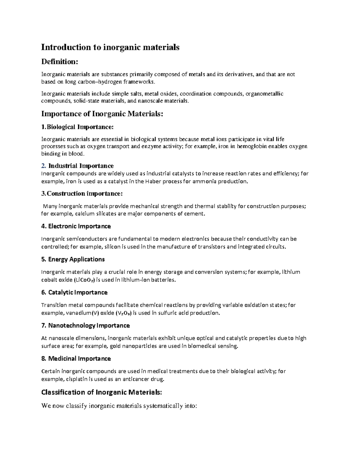Inorganic Materials Of Industrial Importance