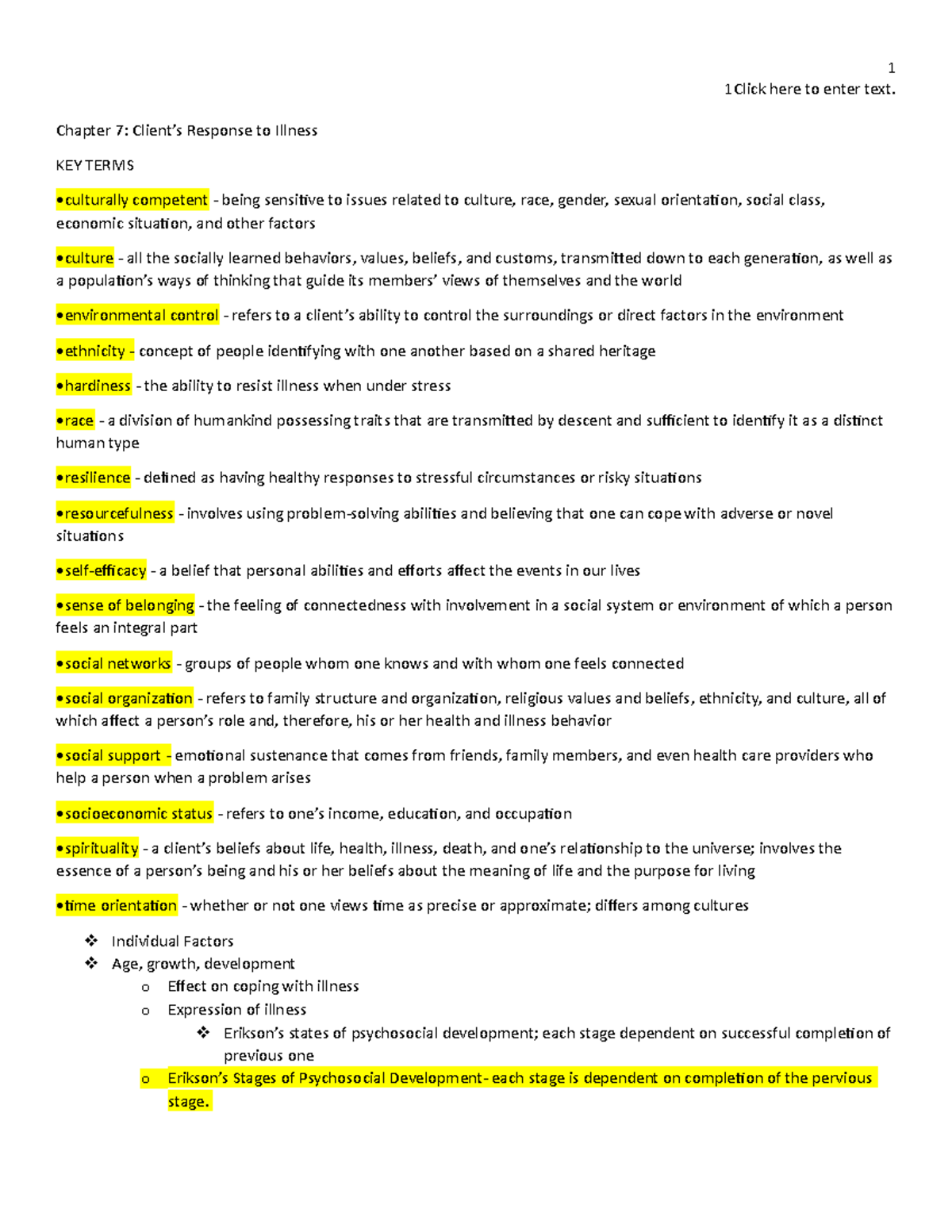 Chapter 7: Client's Response to Illness and Cultural Considerations ...