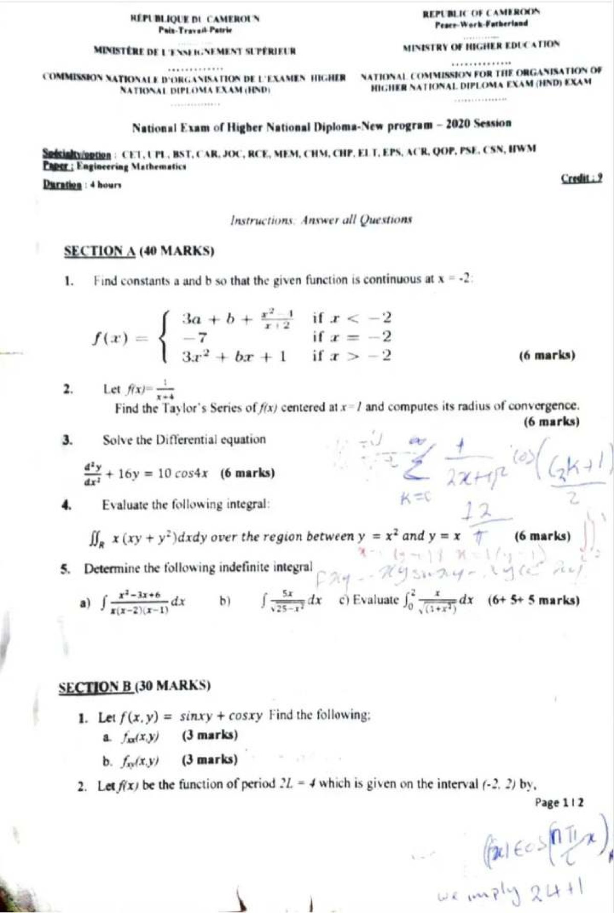 HND MATH 2020 - Engineering Mathematics Exam Study Guide - Studocu