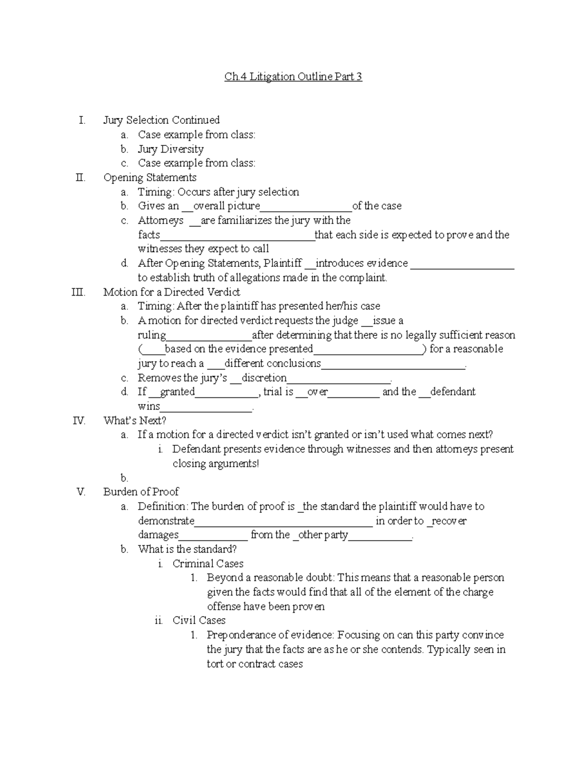 Ch.4 Litigation Outline: Jury Processes and Appeals Overview - Ch ...