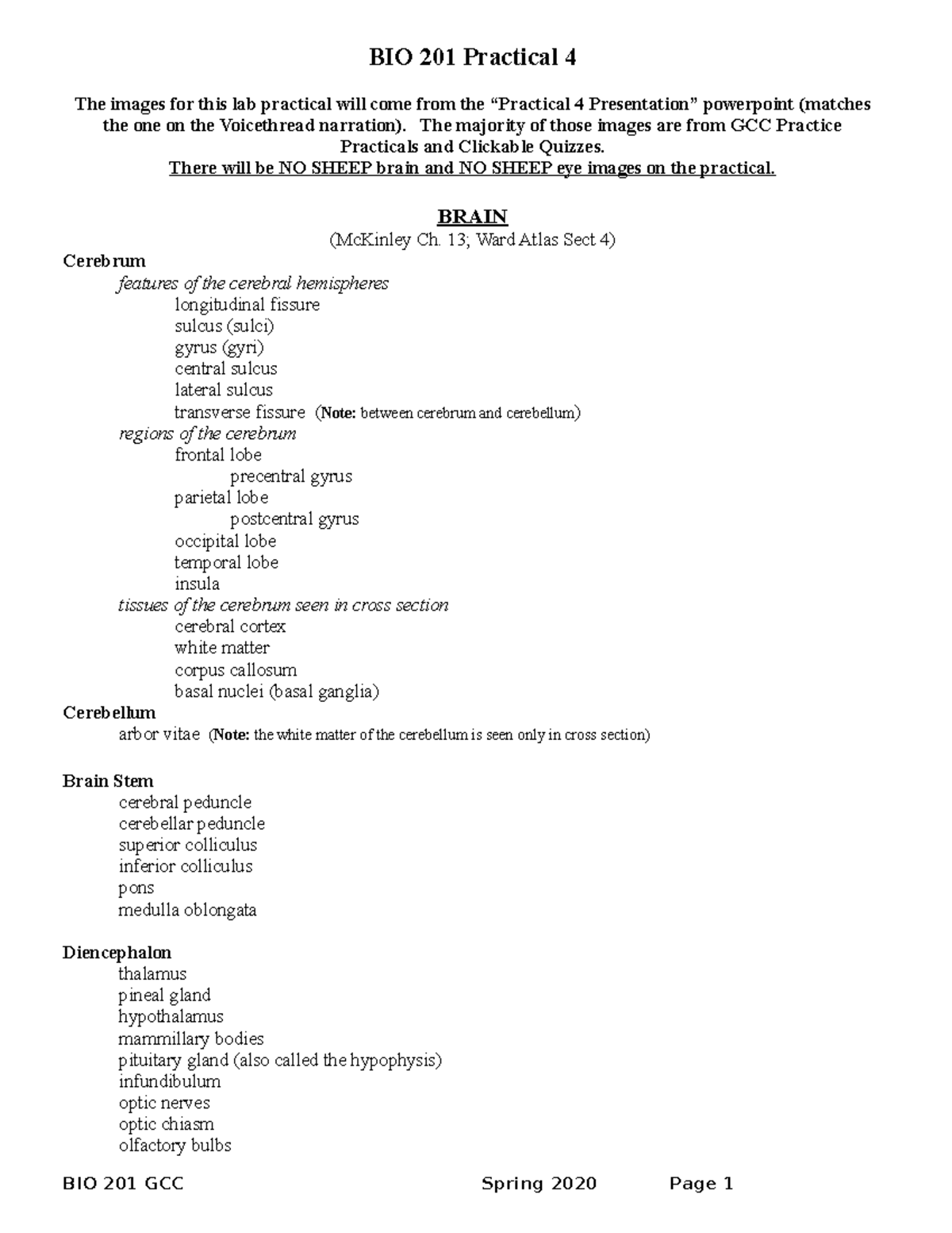 BIO 201 Practical 4 Study Guide: Key Structures and Functions - Studocu