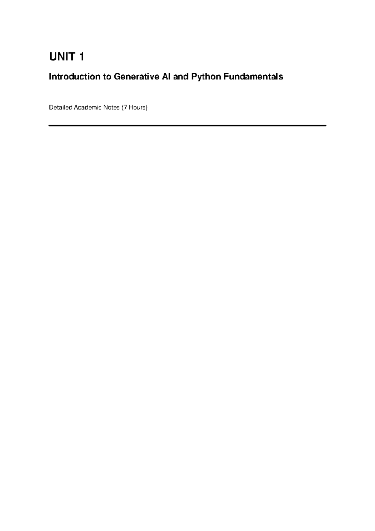 Unit 1: Detailed Notes on Generative AI & Python Fundamentals - Studocu