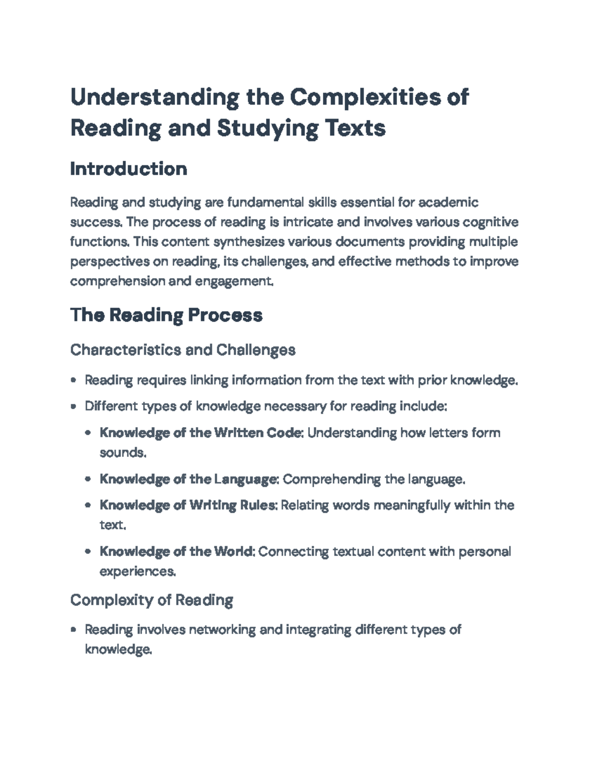Understanding the Complexities of Reading: Strategies for Academic ...