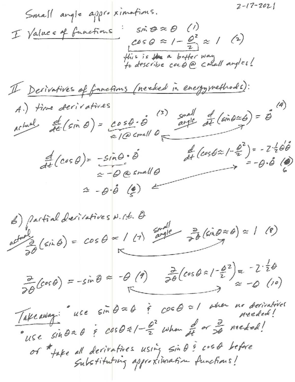 Small Angle Approximation Guide: Key Functions & Derivatives - Studocu