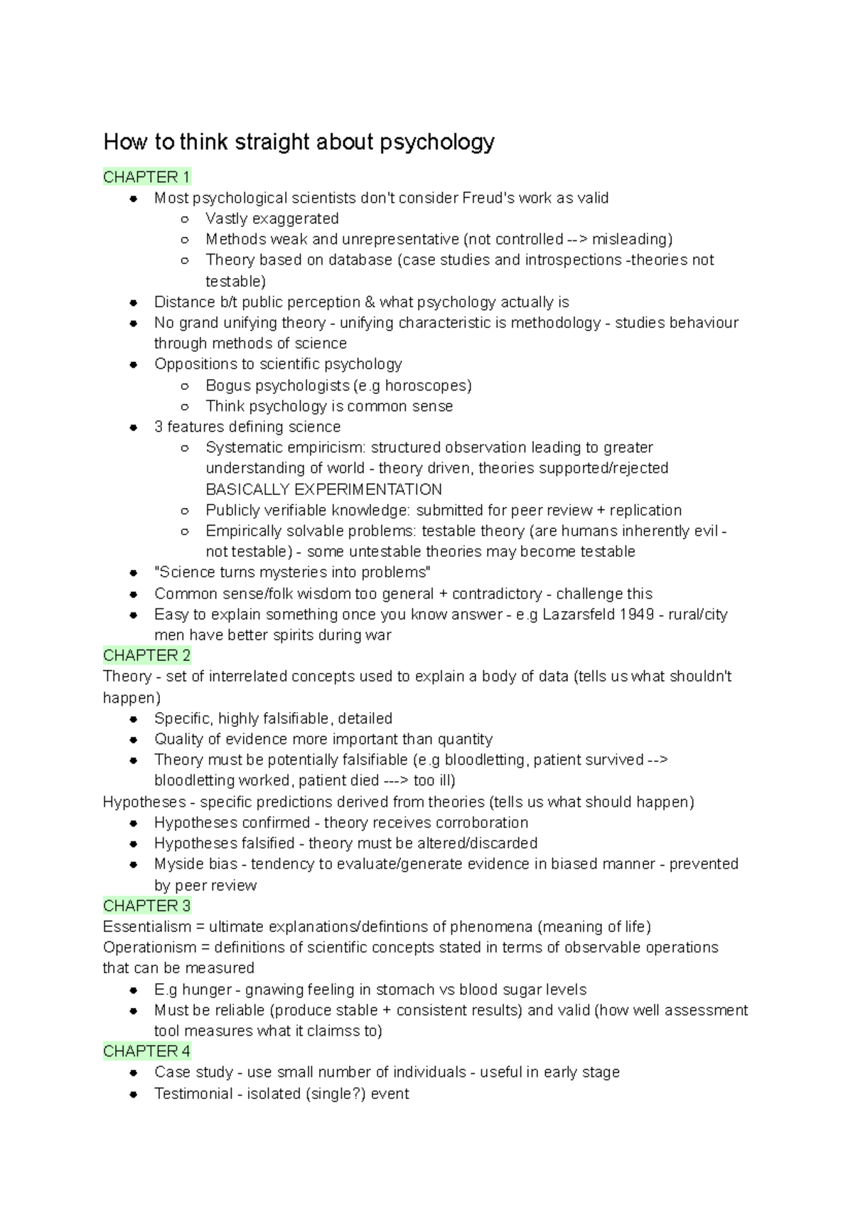 Psych 1021 Lecture Notes: Understanding Psychology and Its Methods ...